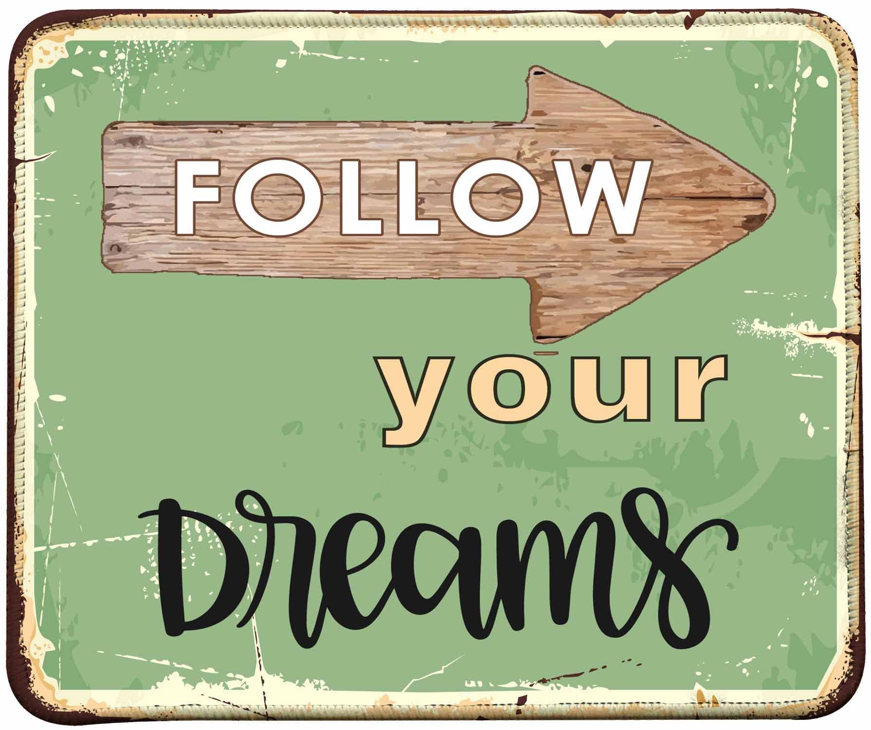 Follow Your Dreams Inspirational Quote Mouse Pad with Non-Slip Rubber Base & Stitched Edges - Motivational Office Desk Accessory for Work, Gaming & Study