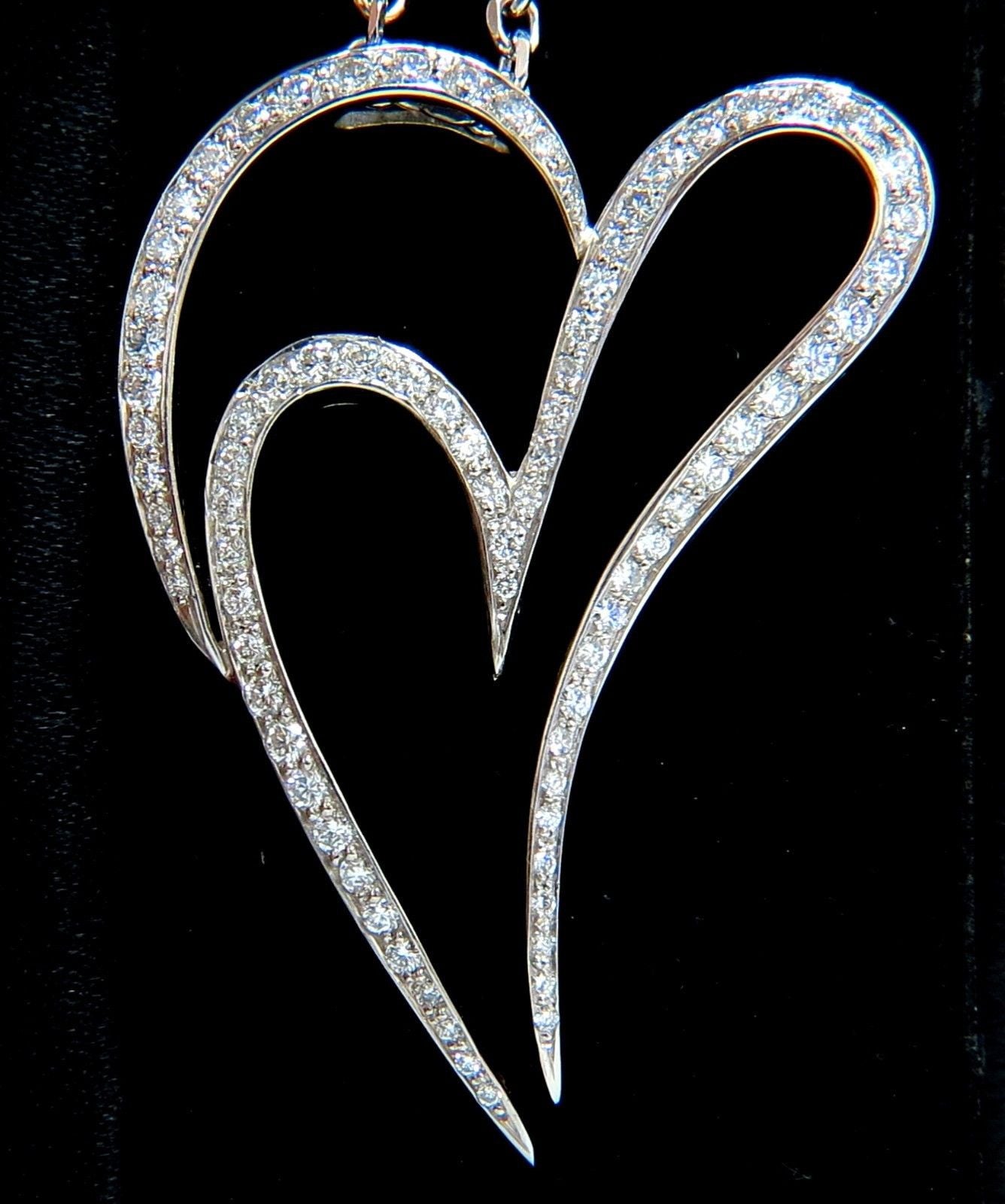 3.00 Carat Round Diamond Modern Swirl Heart Pendant with 14K Gold Chain - G/VS Quality, Rare & Elegant Jewelry for Anniversary, Valentine's Day & Special Occasion Gifts