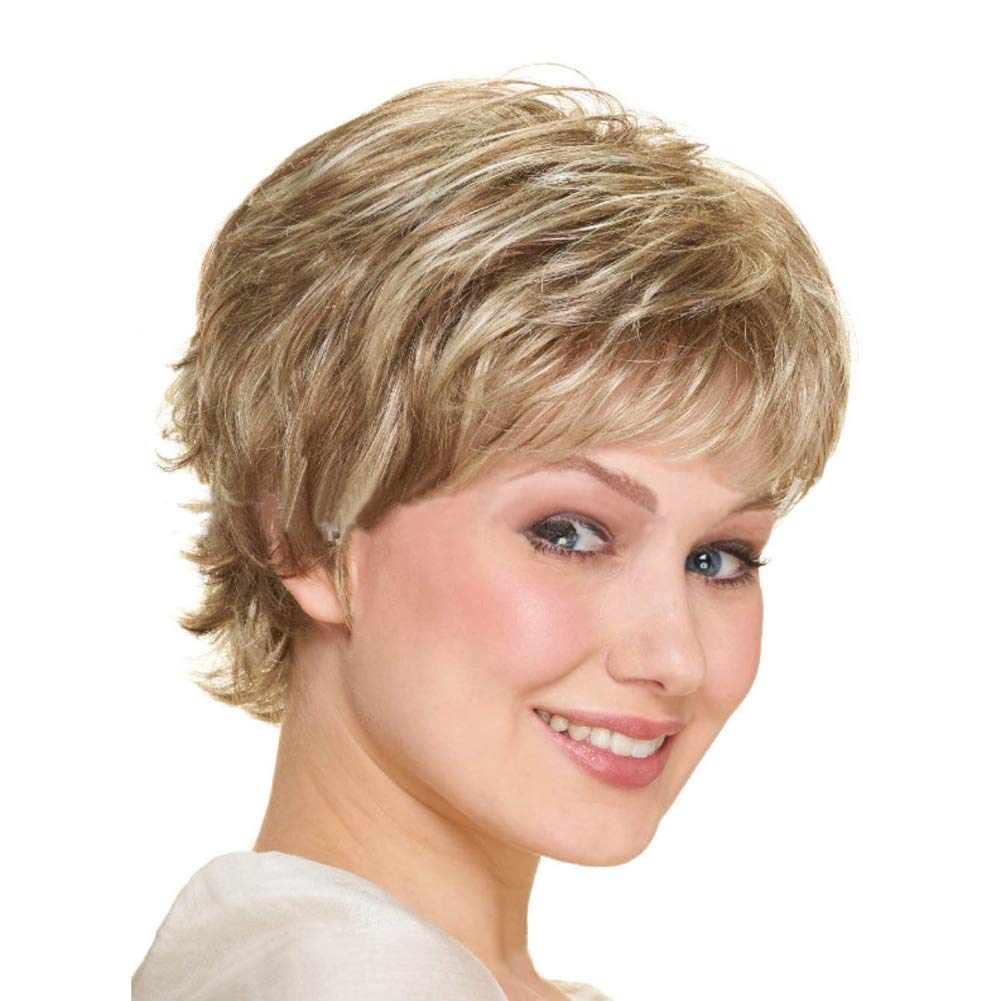 Short Pixie Cut Blonde Wig for Women - Fluffy Curly Synthetic Heat Resistant Fiber Full Wig - Perfect for Cosplay, Costume Parties & Daily Fashion