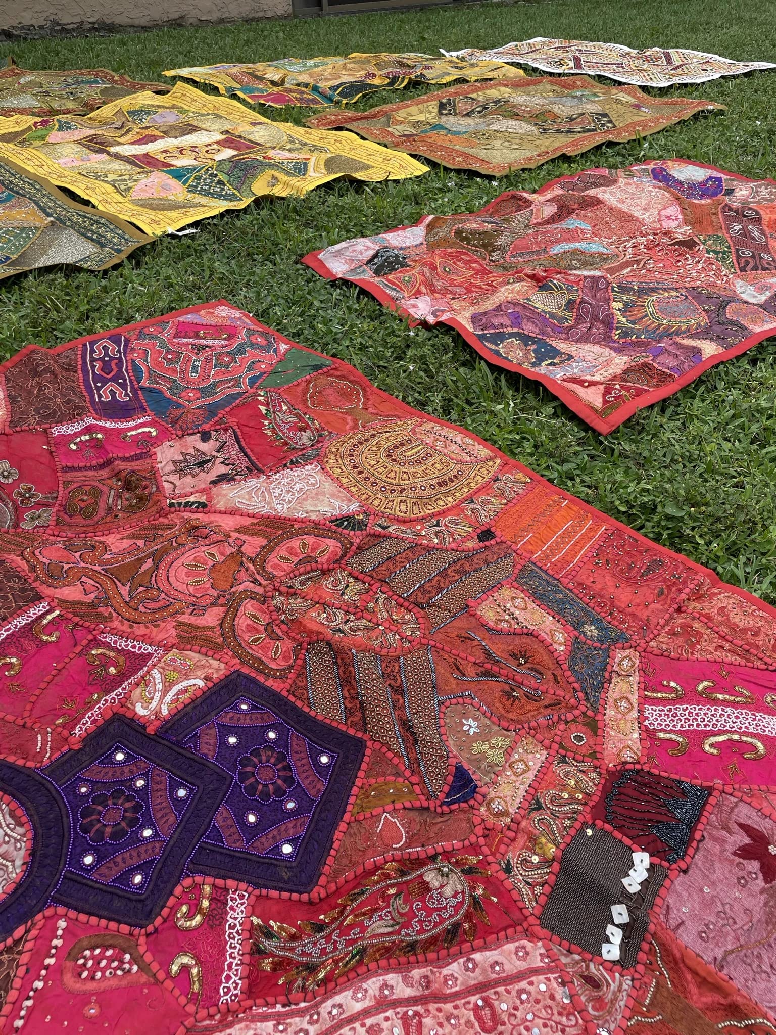 Exquisite Indian Sari Tapestry Wall Hanging - Red Passion Zardozi Embroidery for Boho Home Decor | Perfect for Living Room, Bedroom, or Meditation Space