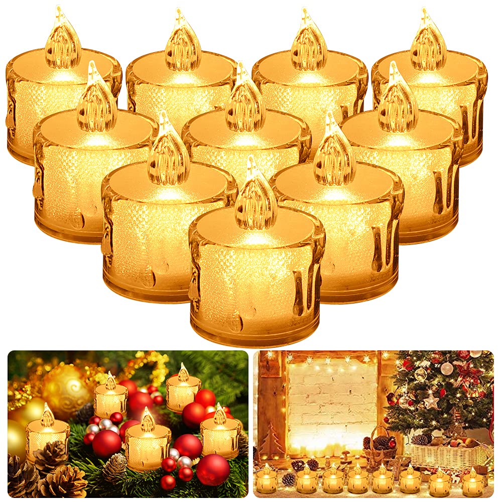 24 Pack Flameless LED Tea Lights - Crystal Clear Warm White Battery Operated Candles for Wedding, Easter, Halloween & Christmas Decorations | Perfect for Centerpieces, Table Settings, Holiday Displays & Romantic Ambiance
