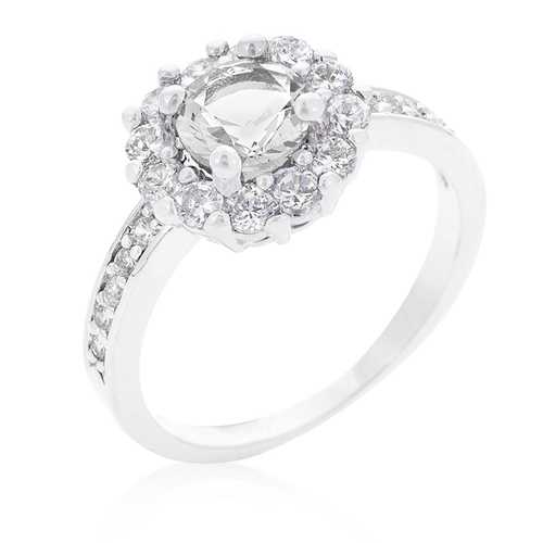 Bella Birthstone Engagement Ring - 14K Gold or Sterling Silver, Clear Cubic Zirconia - Perfect for Proposals, Anniversaries & Special Occasions