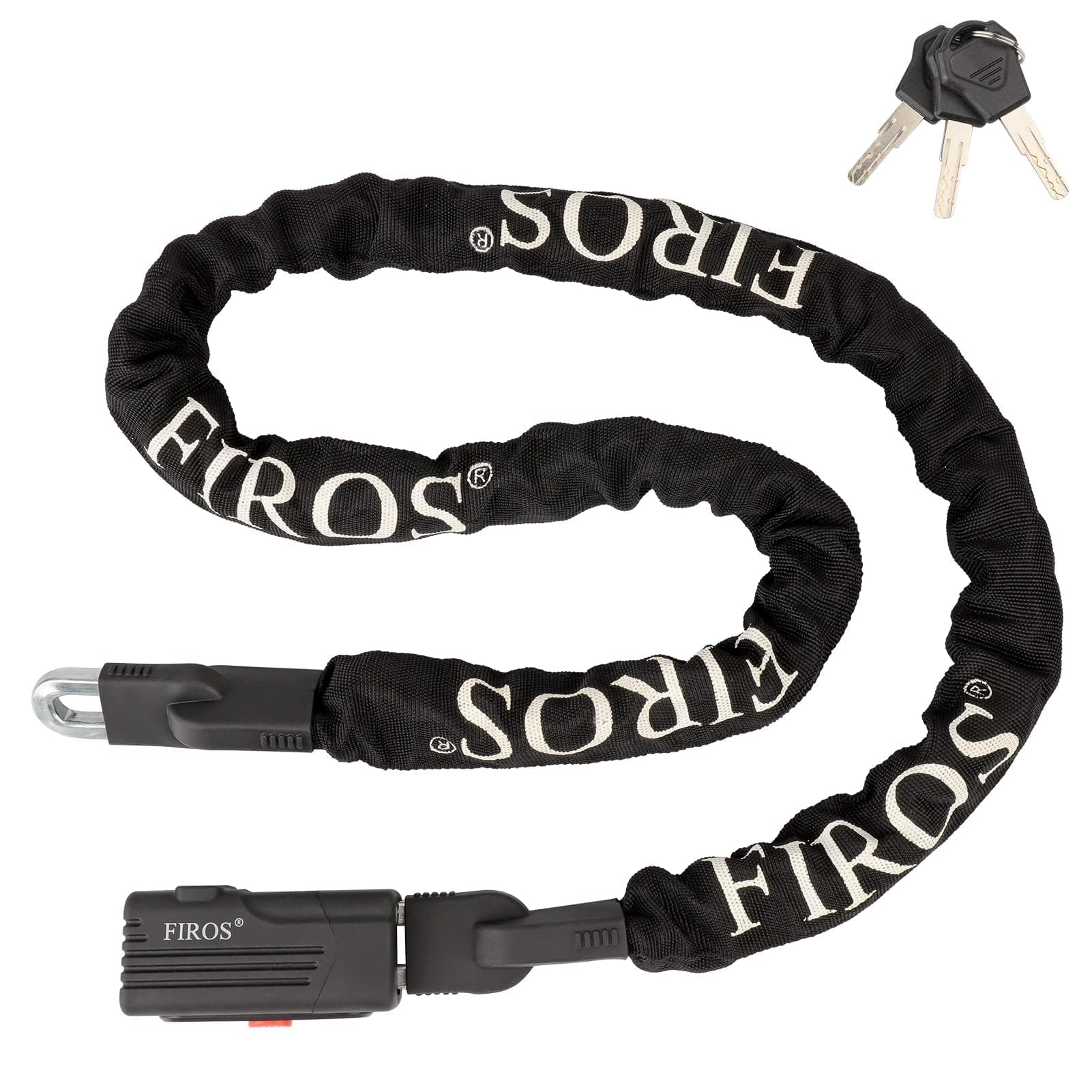 FIROS 5FT Heavy Duty Bike Chain Lock - 8mm Thick Hardened Steel Anti-Theft Bicycle Lock with Key for Mountain, City & Electric Bikes - Perfect for Commuting, Parking & Outdoor Cycling Security