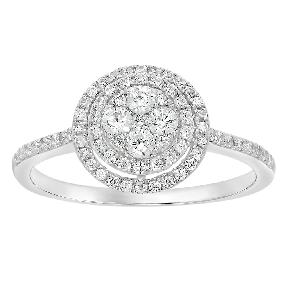 9ct White Gold 1/2 Carat Diamond Ring for Women - Elegant Solitaire Engagement & Wedding Band - Perfect for Proposals, Anniversaries, and Special Occasions