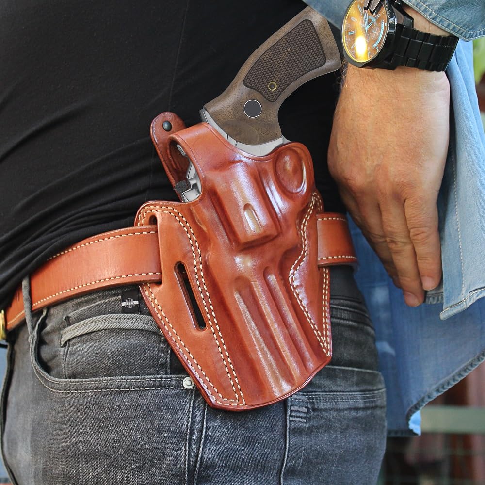 Premium Leather OWB Pancake Holster with Thumb Break - Fits Ruger GP-100 .357 Magnum 4.20