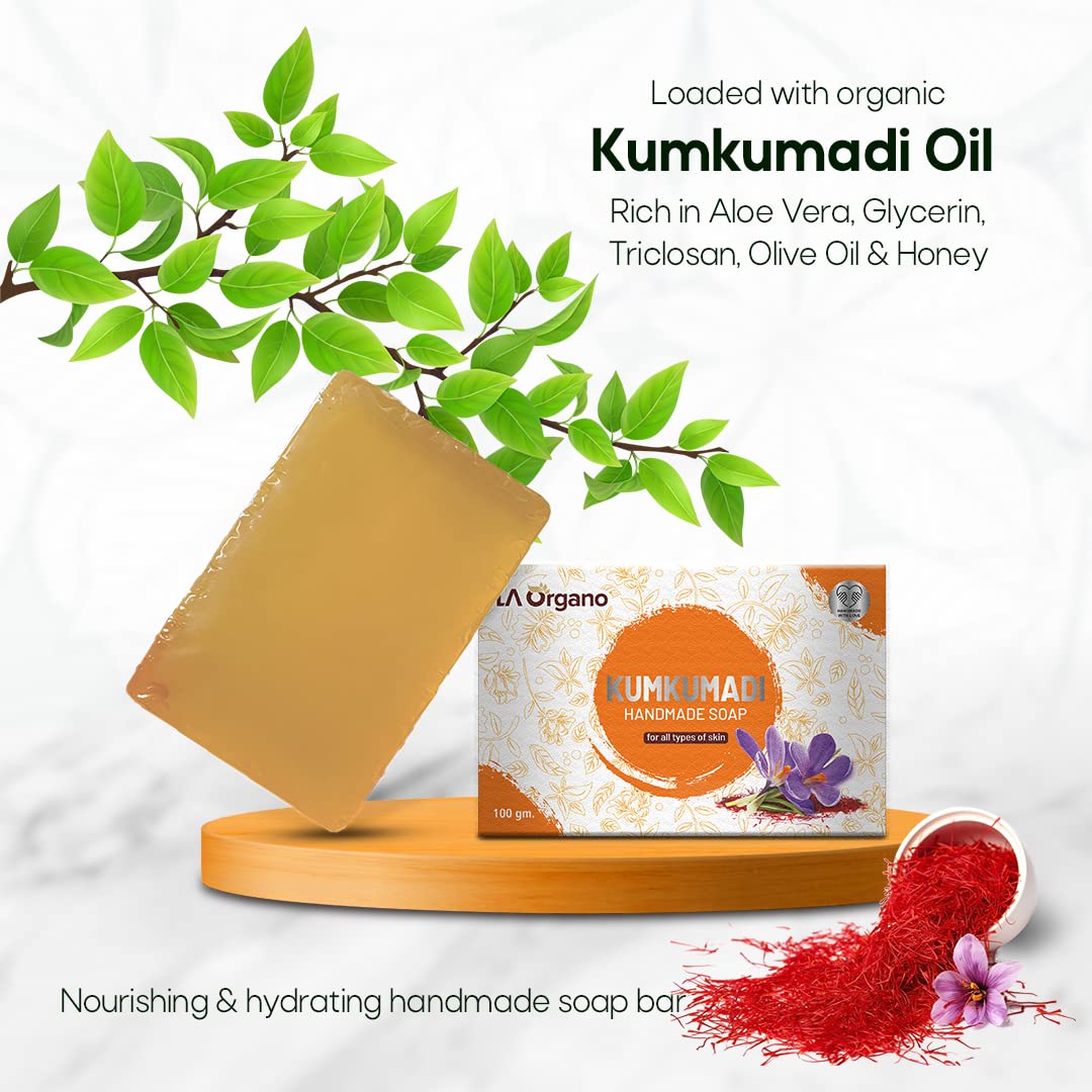 Organic Coconut Milk & Kumkumadi Handmade Bath Soap - 100g Each, Pack of 2 | Natural Skin Care for Dry & Sensitive Skin | Perfect for Spa Day & Relaxing Bath Time