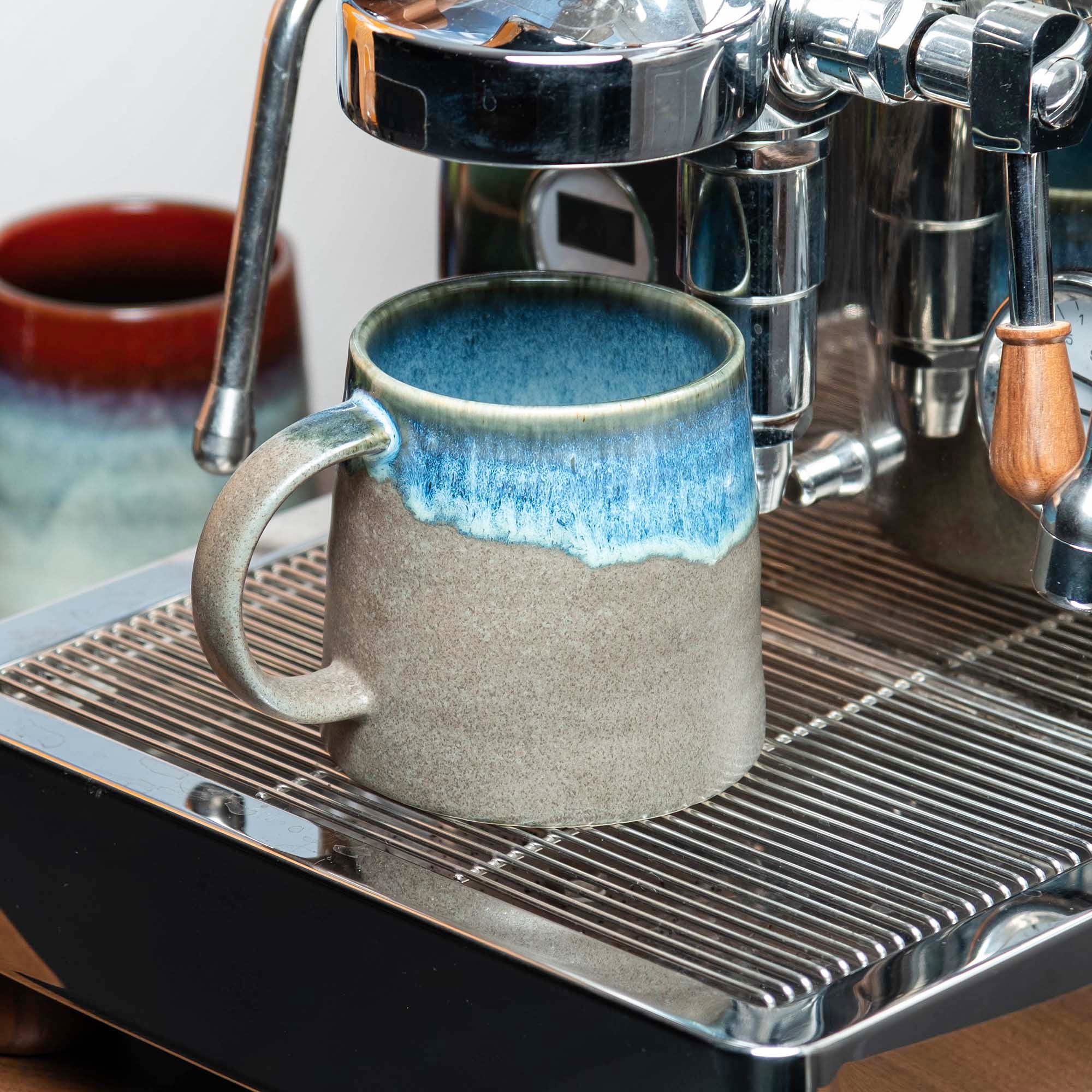 Large 16 oz Handmade Ceramic Coffee Mug & Tea Cup with Handle - Dishwasher & Microwave Safe for Office, Home, or Gifts - Blue Grey - Perfect for Morning Coffee, Afternoon Tea, and Cozy Relaxation