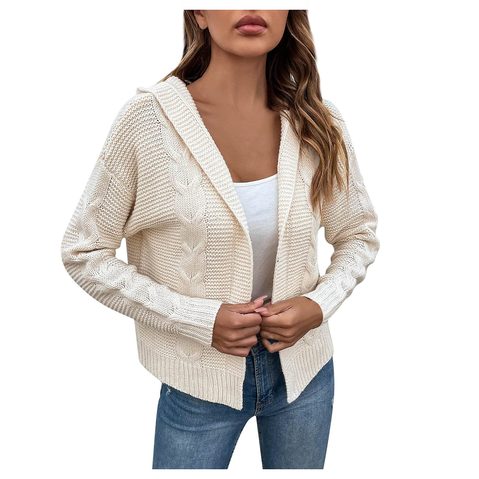 Women's Open Front Knit Cardigan Sweater - Long Sleeve Loose Button Fly Elegant Outwear | Perfect for Office, Casual Wear & Fall Layering