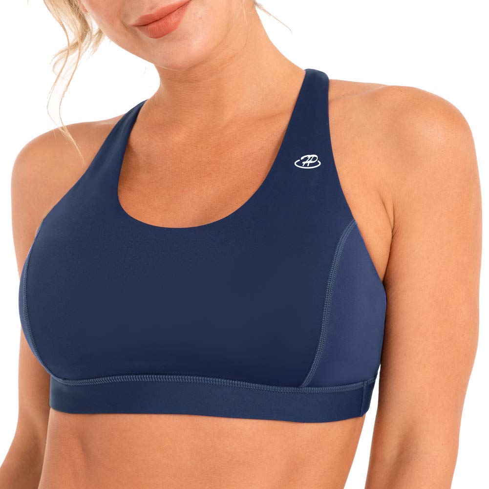 Women's Low Support Padded Sports Bra - Criss Cross Back for Yoga & Workout