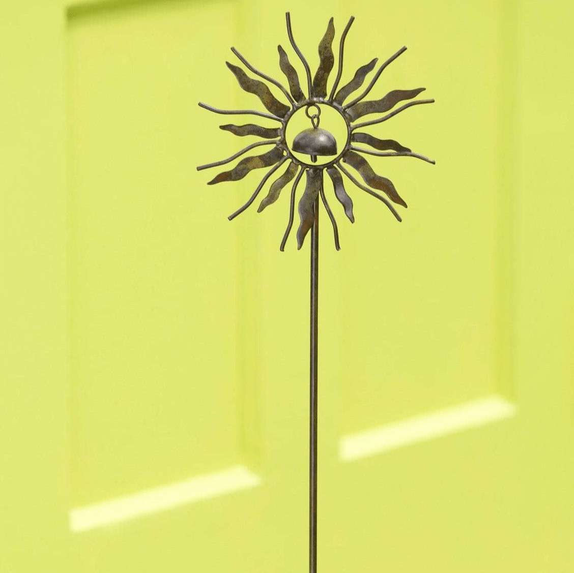 Sun with Bell Garden Stake - Solar-Powered Outdoor Decor for Yard, Patio & Garden - Adds Whimsical Charm to Flower Beds & Walkways