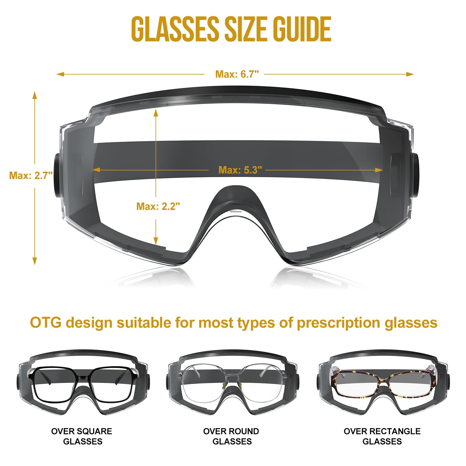 OneTigris Tactical Goggles Over Glasses - Anti Fog Safety Eyewear with Interchangeable Lenses for Shooting, Cycling & Outdoor Activities