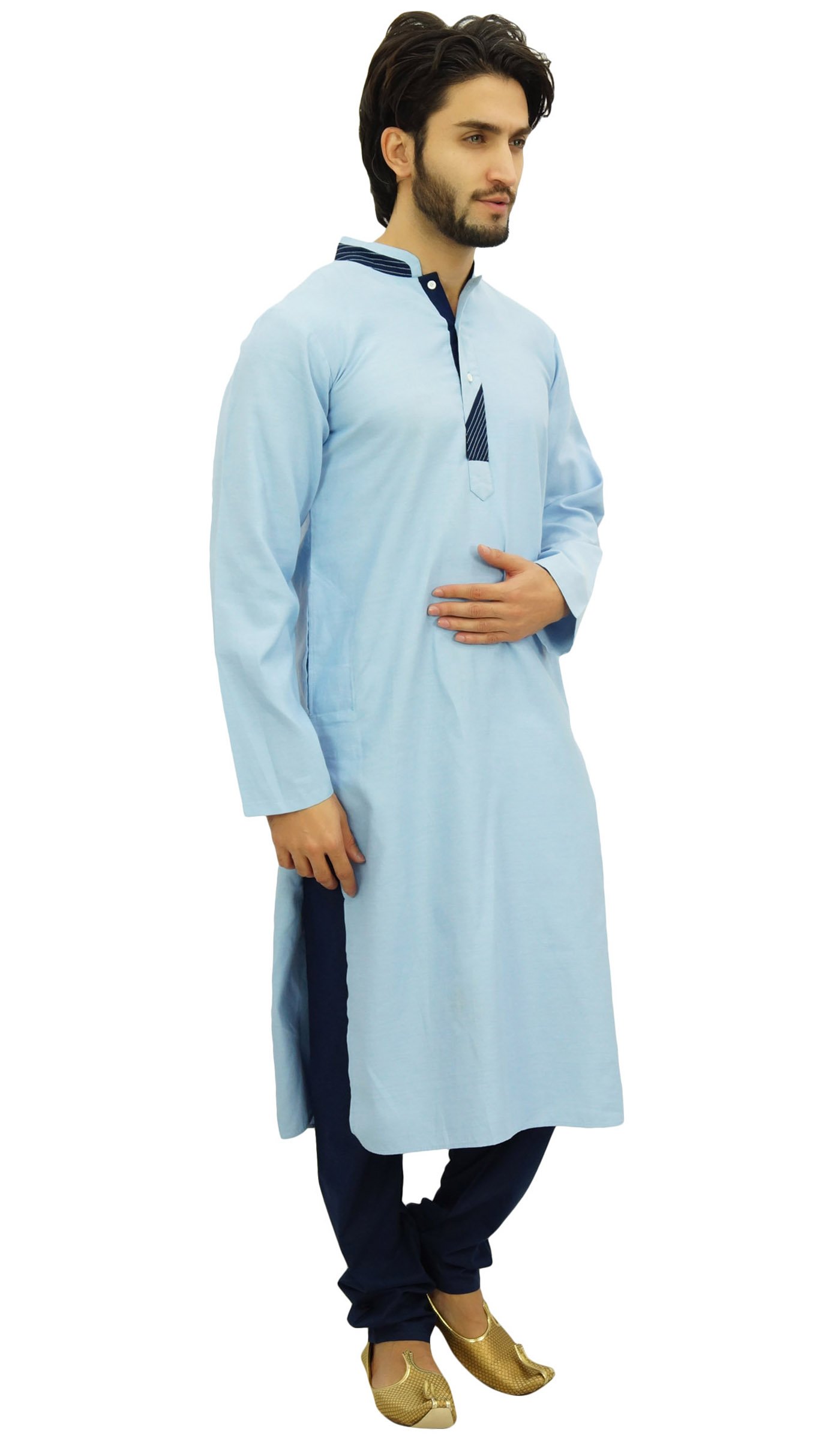 Atasi Men's Indian Ethnic Cotton Kurta Pajama Set - Long Bollywood Style Shirt for Festivals, Weddings & Casual Wear | Comfortable Traditional Outfit