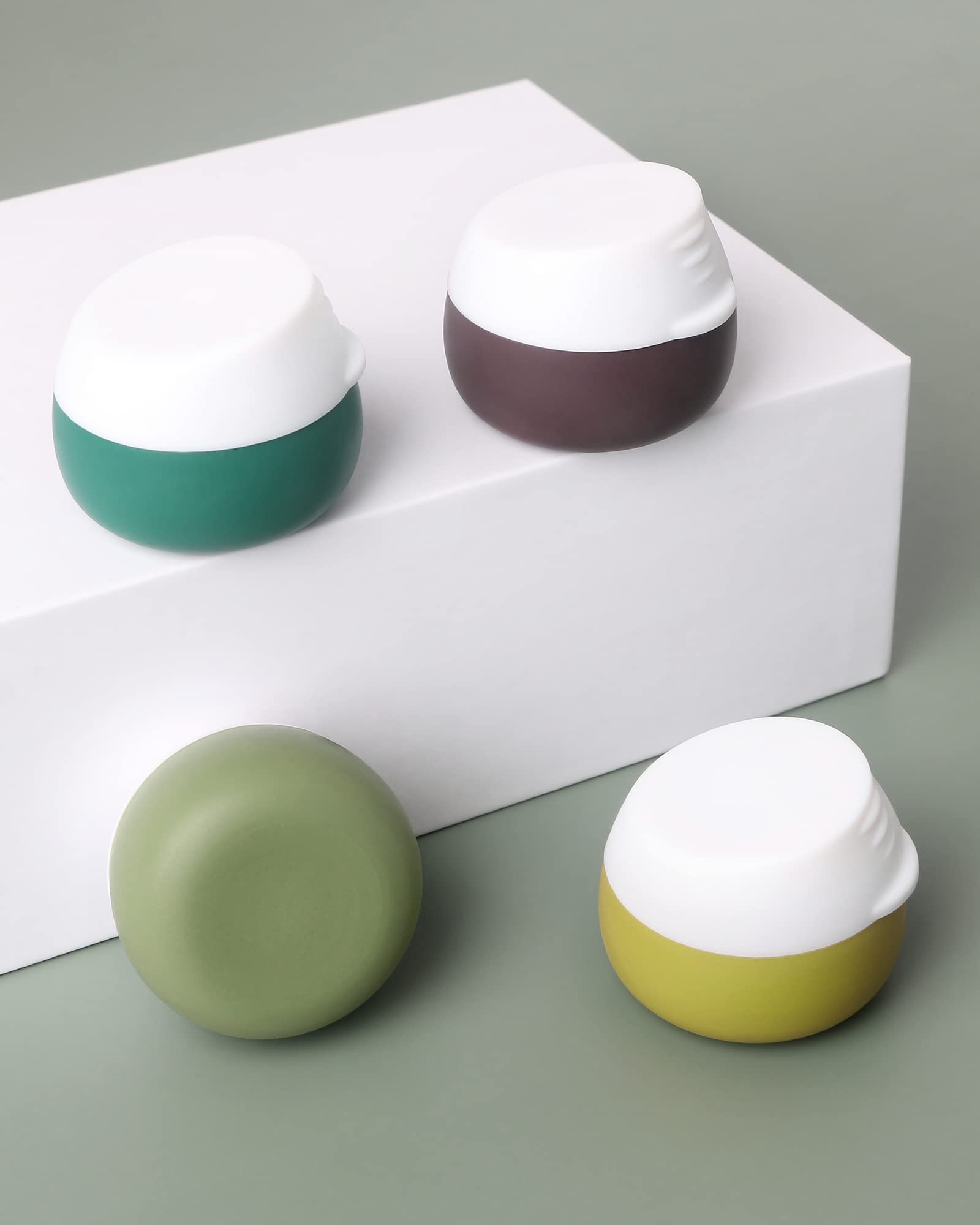 Gemice Silicone Travel Containers for Toiletries - 4-Piece TSA Approved Leak-Proof Cream Jars for Cosmetic, Makeup, Face & Body Creams - Perfect for Air Travel, Gym Bags & On-The-Go Skincare