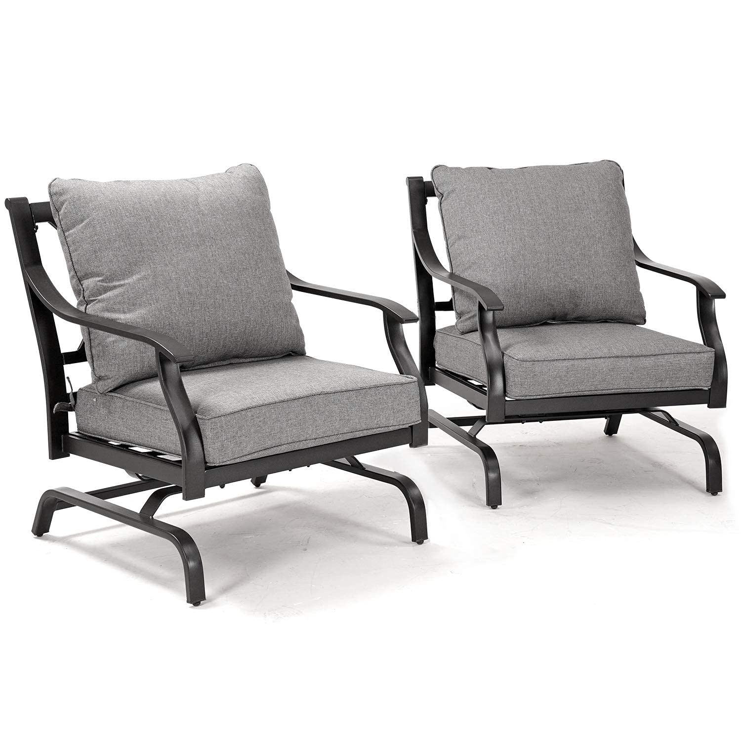 2-Piece Outdoor Rocking Chair Set with Removable Gray Cushions - Grand Patio Bistro Seating for Garden, Deck, Porch & Backyard Relaxation