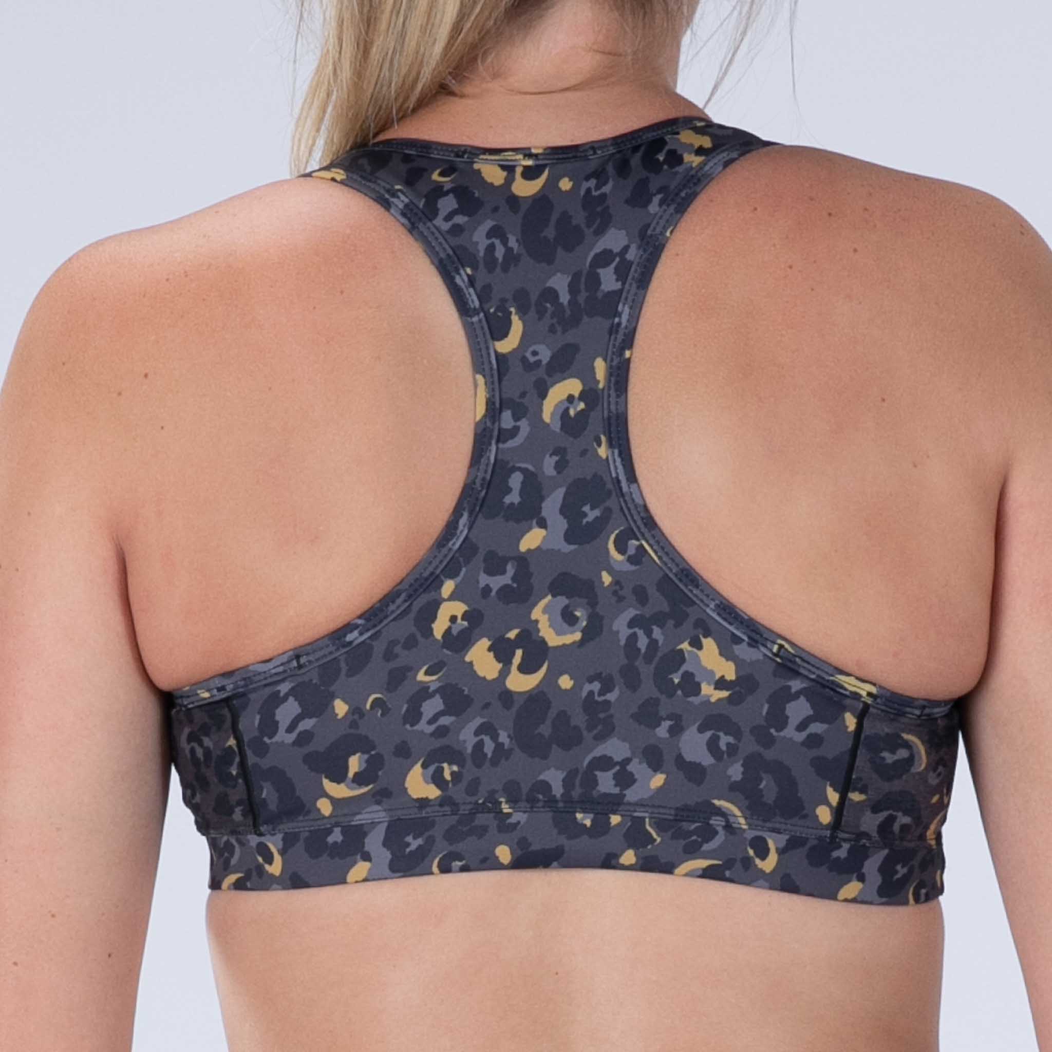 Women's Limited Edition Tri Bra - Cheetah Print Sports Bra for Running, Yoga & Gym Workouts