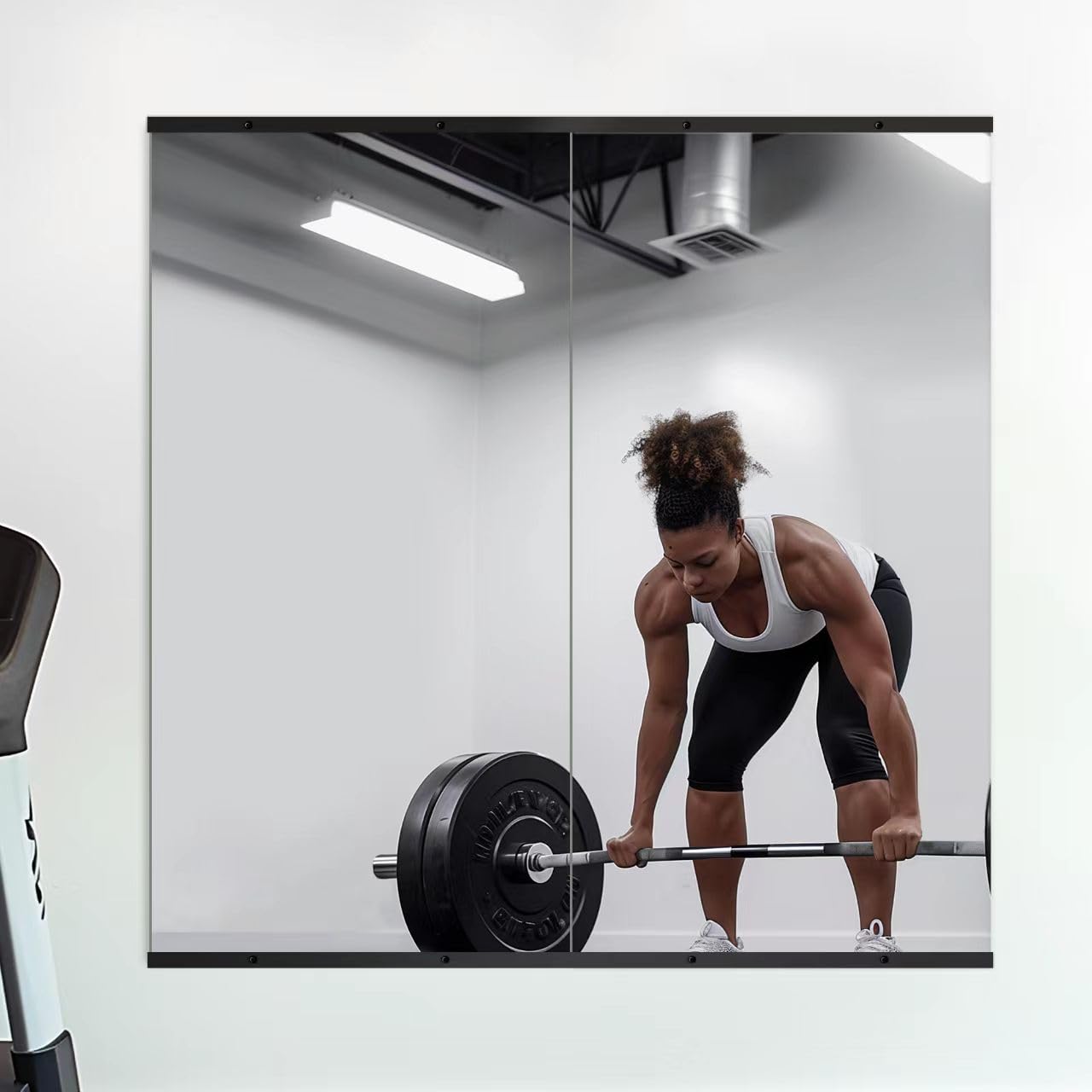 Delma 48''x24'' Frameless Wall Mirror - 2 Pack Black Home Gym Mirror for Workout Room, Garage, Bedroom & Bathroom - Perfect for Yoga, Weight Training & Home Fitness Decor