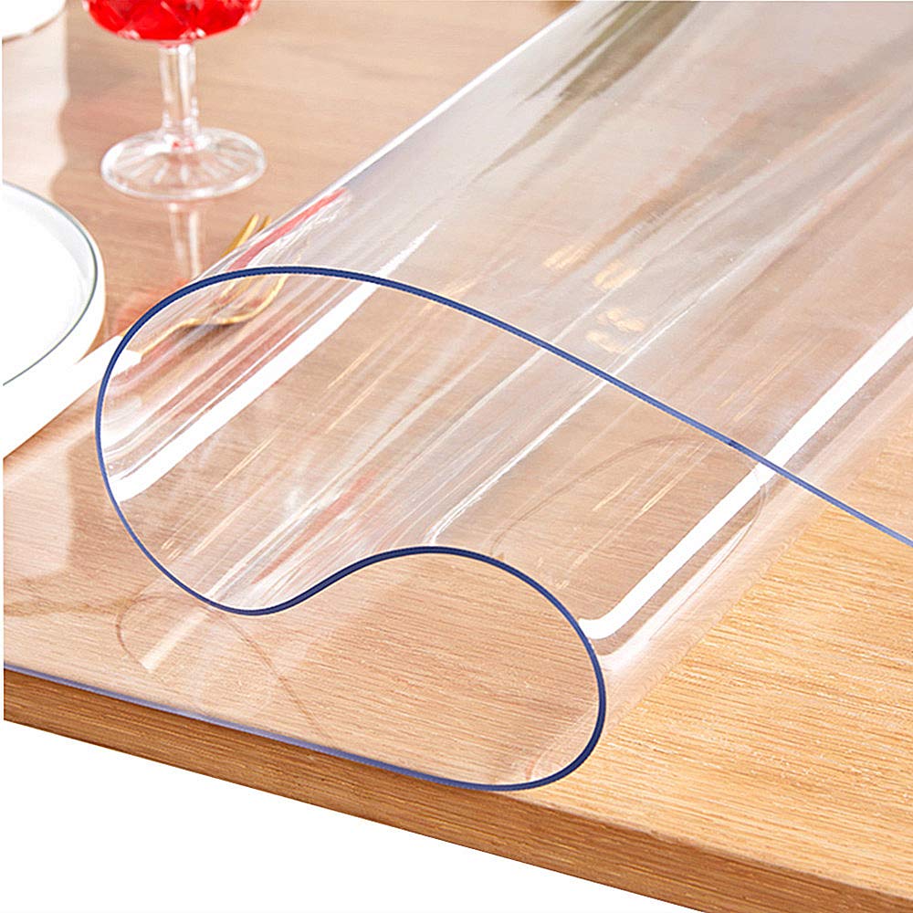 Clear Plastic Table Cover Protector 1.5mm Thick 36x72In - Waterproof Dining Table Cover for Kitchen, Restaurant, Office & Outdoor Use - Durable Tablecloth Mat for Easy Cleaning & Surface Protection