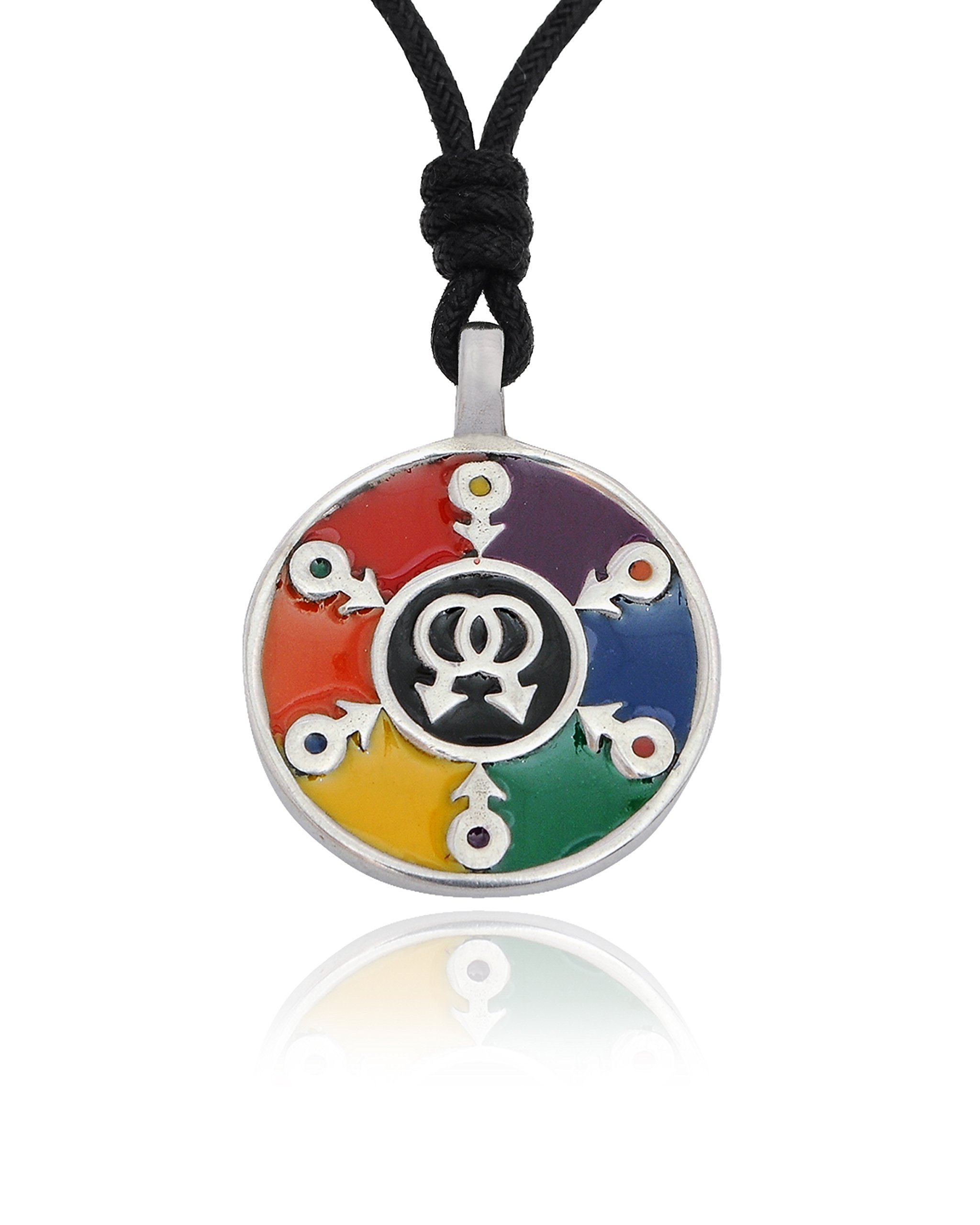 Rainbow LGBT Pride Silver Pewter Charm Necklace Pendant for LGBTQ+ Couples - Perfect for Weddings, Anniversaries, and Pride Celebrations