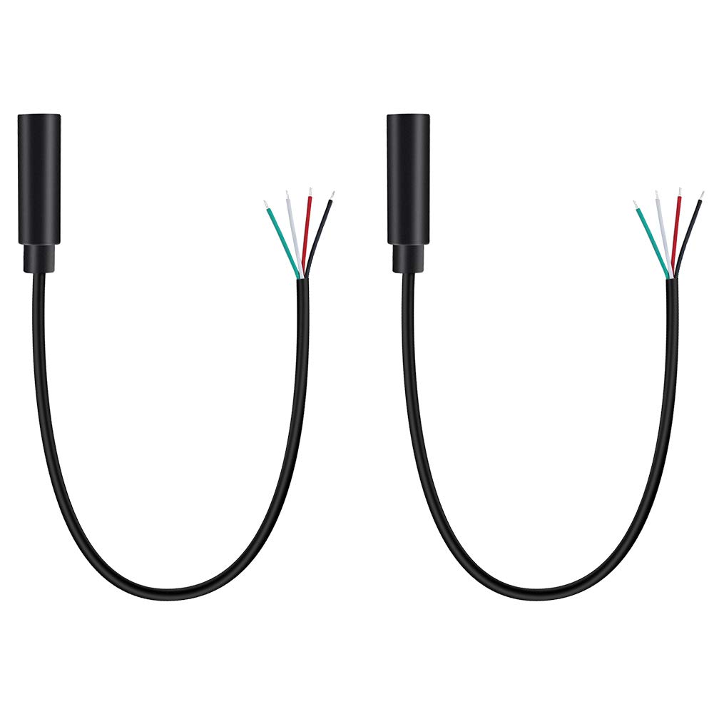 2 Pack 2.5mm Female Jack to Bare Wire TRRS 4 Pole Stereo Audio Cable - Headphone Microphone Repair Kit for Gaming Headsets, Earphones & Audio Equipment