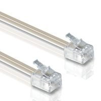 5-Pack 25FT Ivory RJ11 Male to Male Telephone Cable - Long Landline Phone Cord for Home, Office, Fax Machine & DSL Modem Connection (Ideal for Extending Phone Lines & Setting Up Multiple Devices)