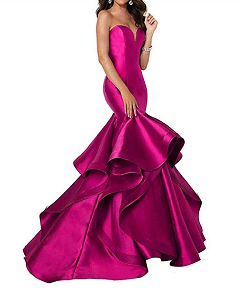 Elegant Rose Red Mermaid Satin Prom Dress for Women - Sweetheart Neckline Long Formal Evening Gown for Homecoming, Wedding Guest, and Special Occasions