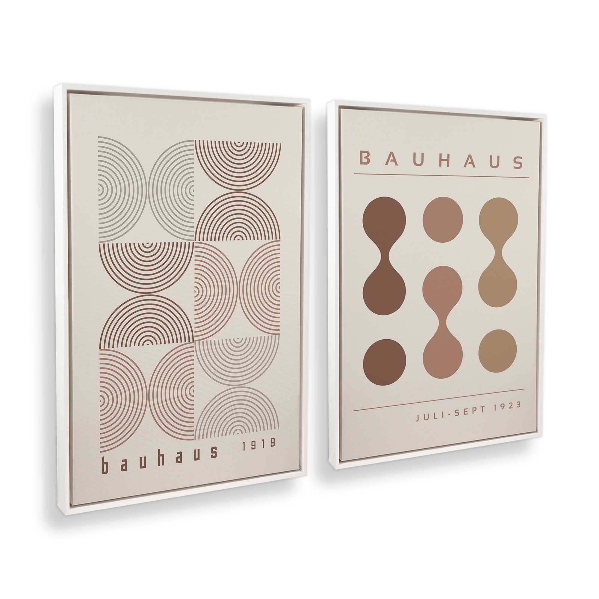 Bauhaus Flow and Composition in Brown I - Set of 2 Canvas Wall Art Prints | Modern Abstract Decor for Living Room, Bedroom & Office