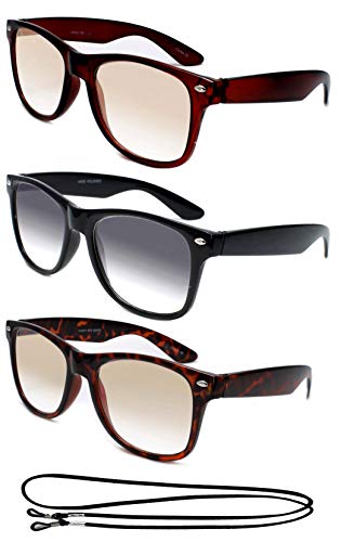 Sun Reader 3 Pack - Black, Brown & Tortoise-with 1 Lanyard