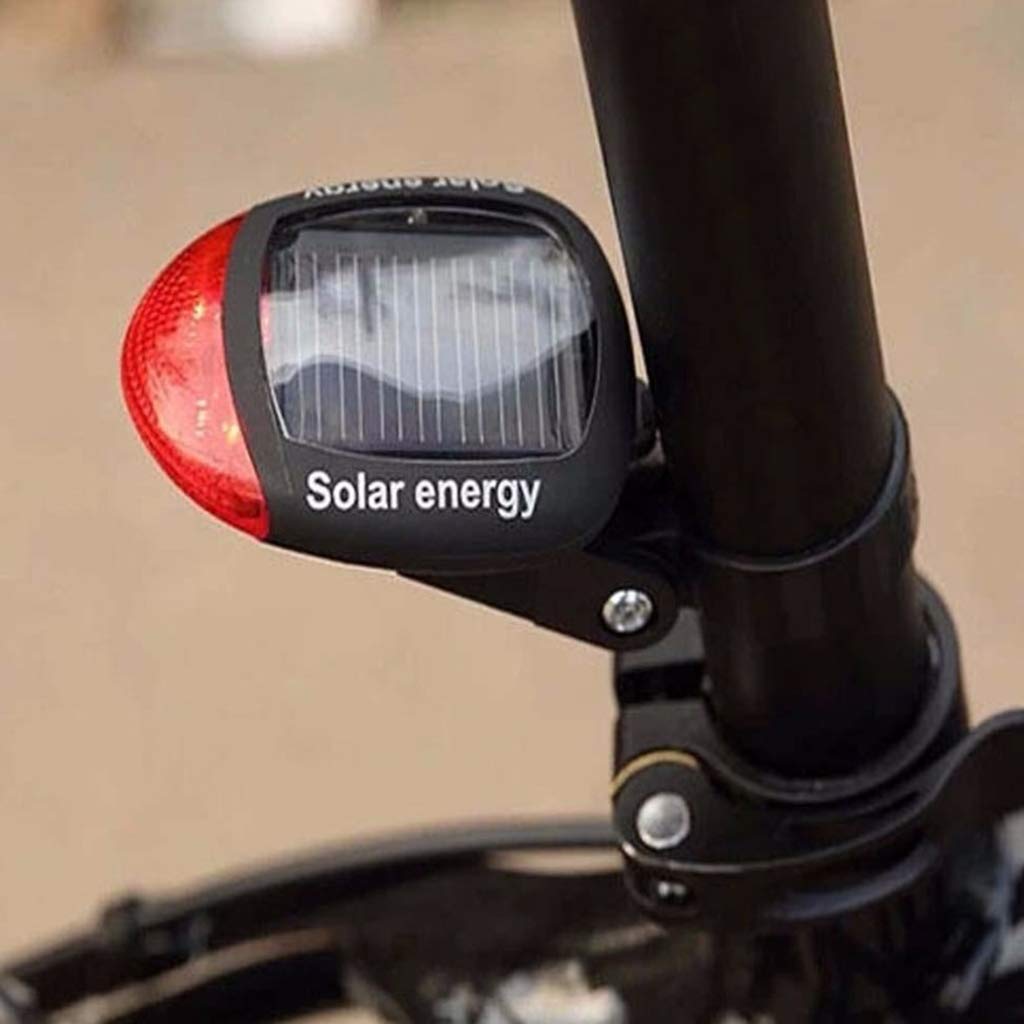 Solar Powered Rechargeable LED Bike Tail Light - USB Charging Bicycle Rear Safety Light for Night Cycling, Running, Commuting & Outdoor Activities - Waterproof & Bright Warning Signal for Road Safety