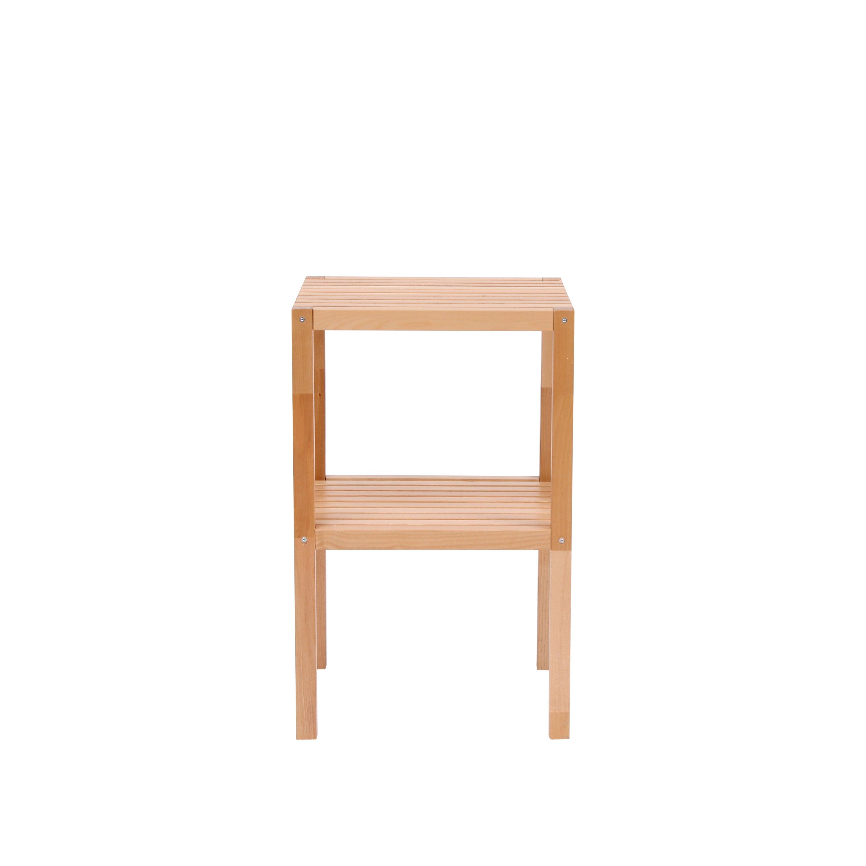 2 Tier Birch Bathroom Shelf - Narrow Corner Storage Rack for Bathroom, Kitchen, Living Room & Bedroom | Space-Saving Organizer for Towels, Toiletries & Decor | Natural Wood Shelving Unit for Small Spaces