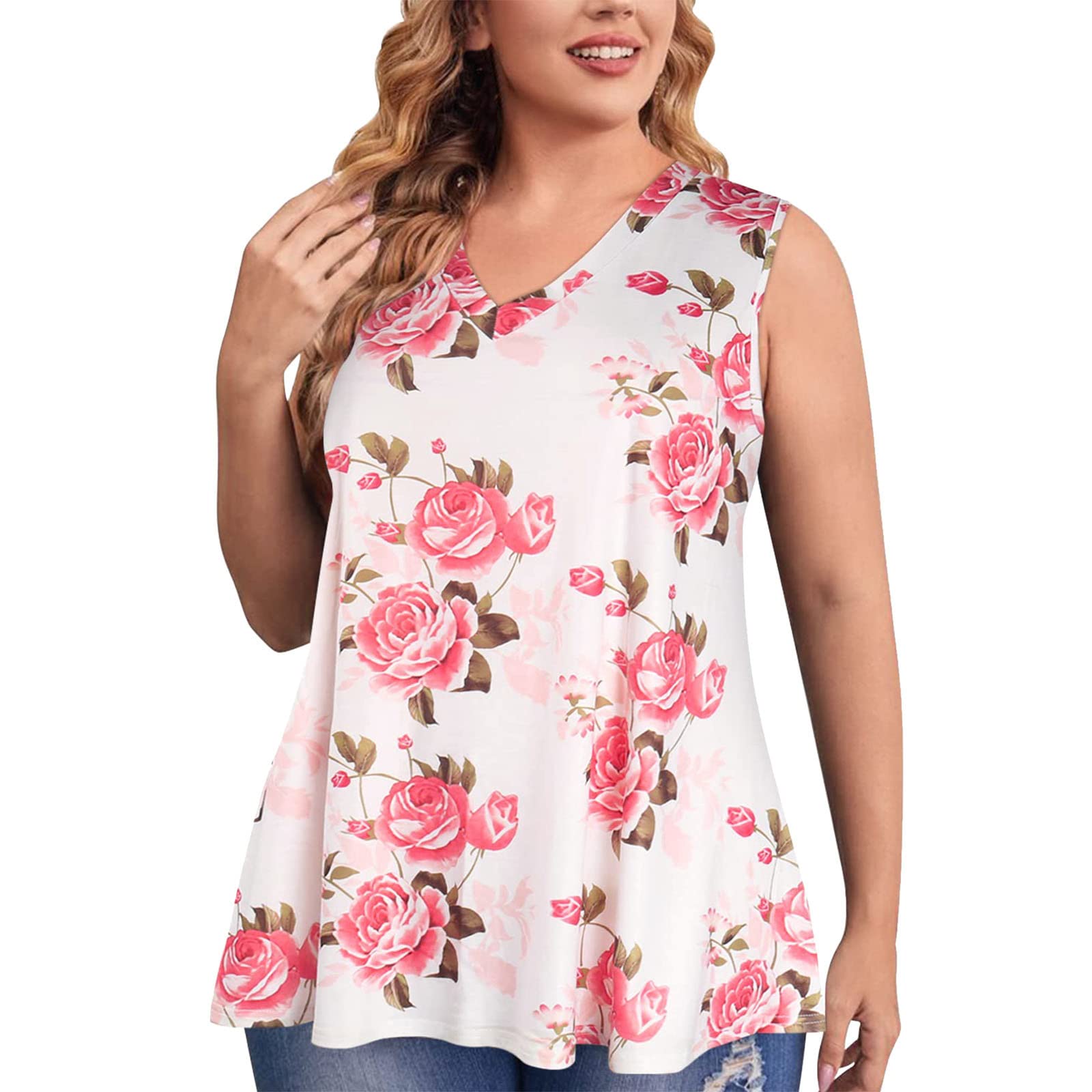 Plus Size Tank Tops for Women - Sleeveless Tunic Tops to Wear with Leggings | Summer Fashion | Plus Size Womens Jacket | Casual Outfit & Layering Essential
