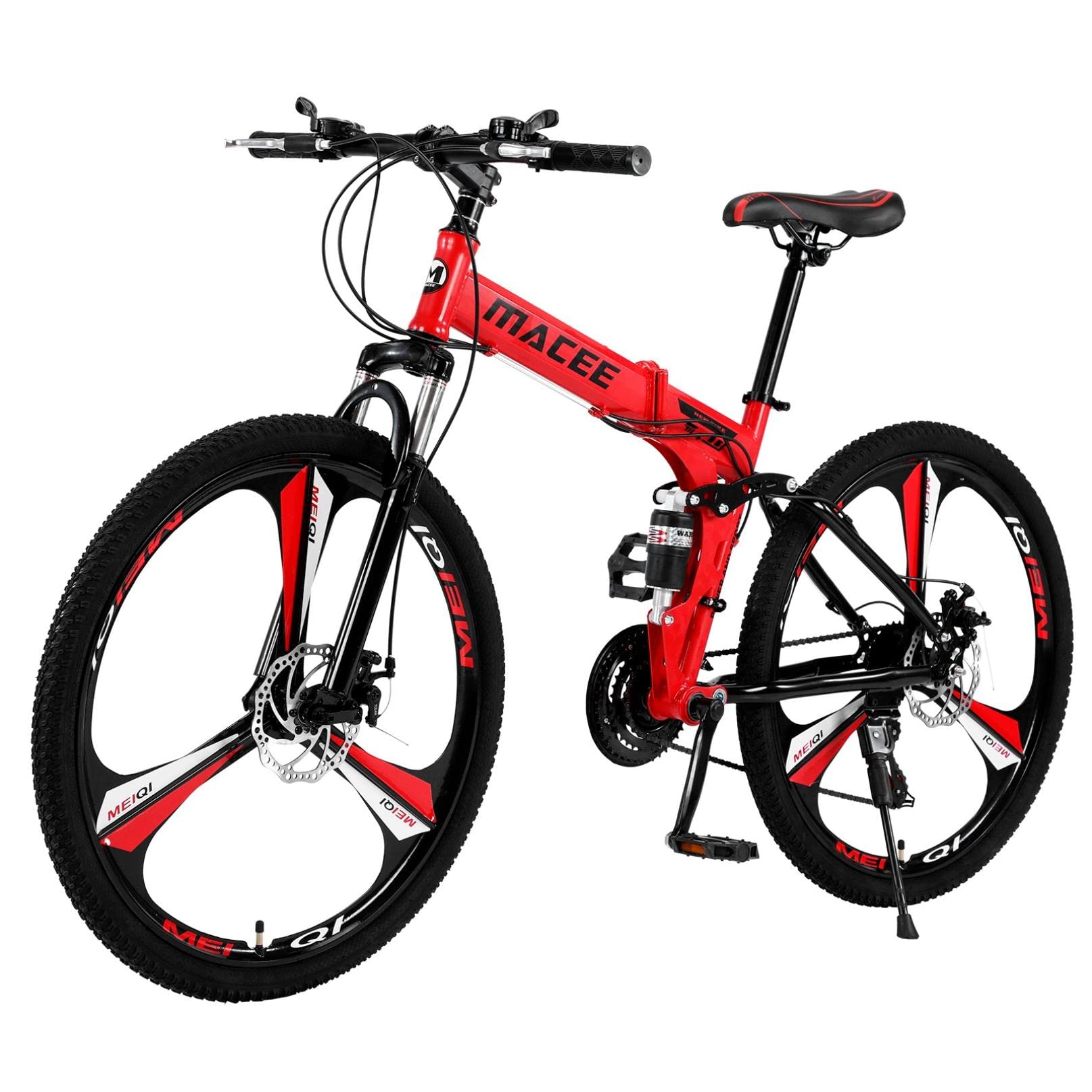 26 Inch Folding Mountain Bike with High Carbon Steel Frame - 21 Speed, 3 Spoke Wheels, Dual Disc Brake & Suspension | Anti-Slip MTB for Adults | Perfect for Commuting, Trail Riding & Outdoor Adventures [US Stock]