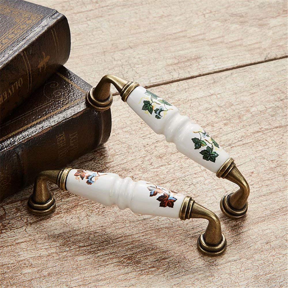 6-Pack Ceramic Bow Cabinet Handles & Drawer Pulls - 128mm Hole Center, Vintage Kitchen Cupboard Knobs (Style A) - Perfect for Cabinets, Dressers, and DIY Furniture Upgrades
