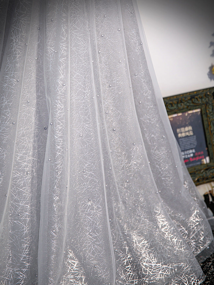 Sparkly Gray Off-Shoulder Prom Dress - Shiny Formal Evening Gown for Homecoming, Pageants & Special Occasions