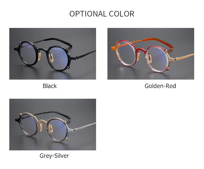 Aimee Unisex Full Rim Round Titanium Acetate Eyeglasses 4483 - Lightweight & Durable Frame for Men & Women - Perfect for Reading, Work & Fashion Accessories