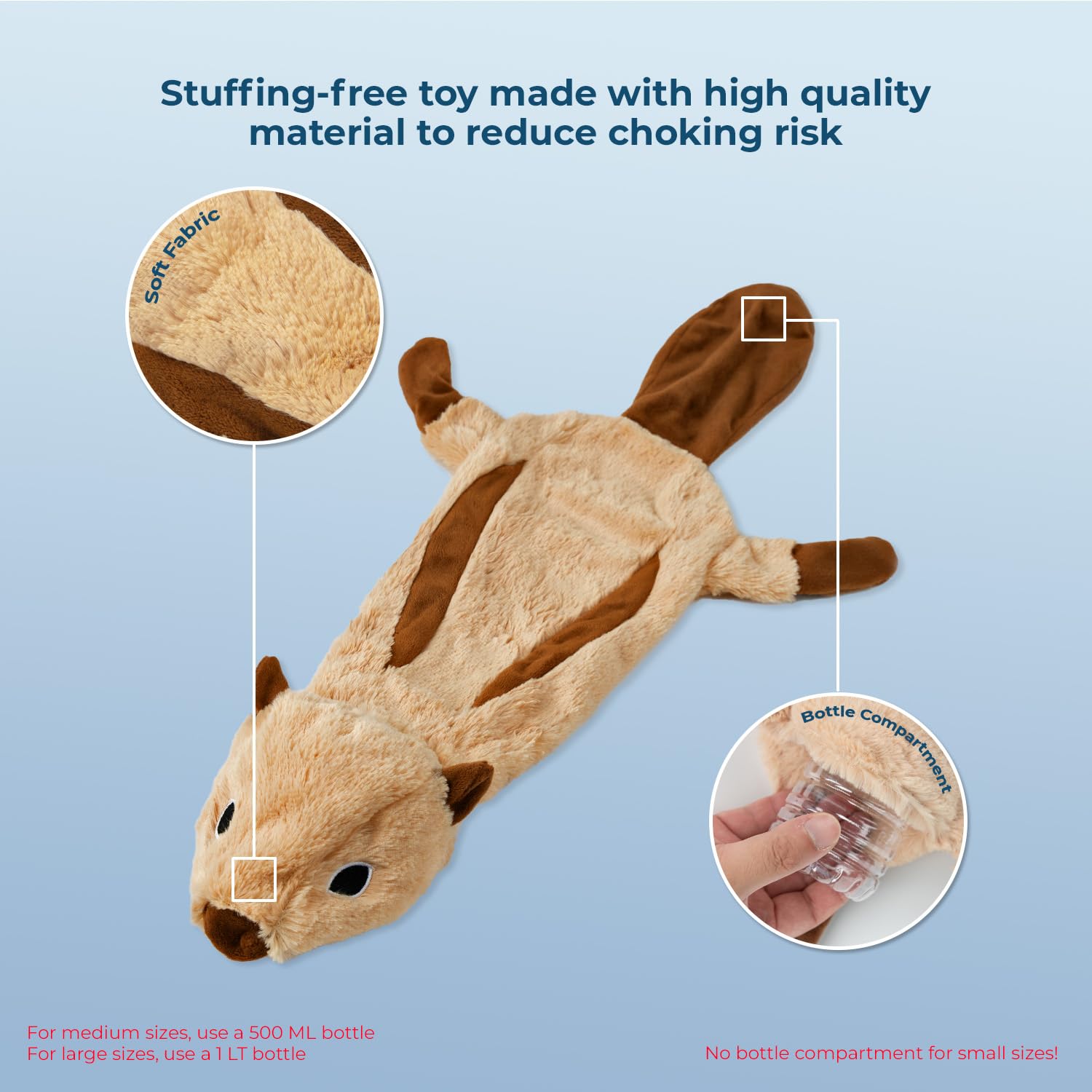 2-in-1 Squeaky Dog Toy for All Sizes - No Stuffing, Holds Bottle | Indoor Play Fun