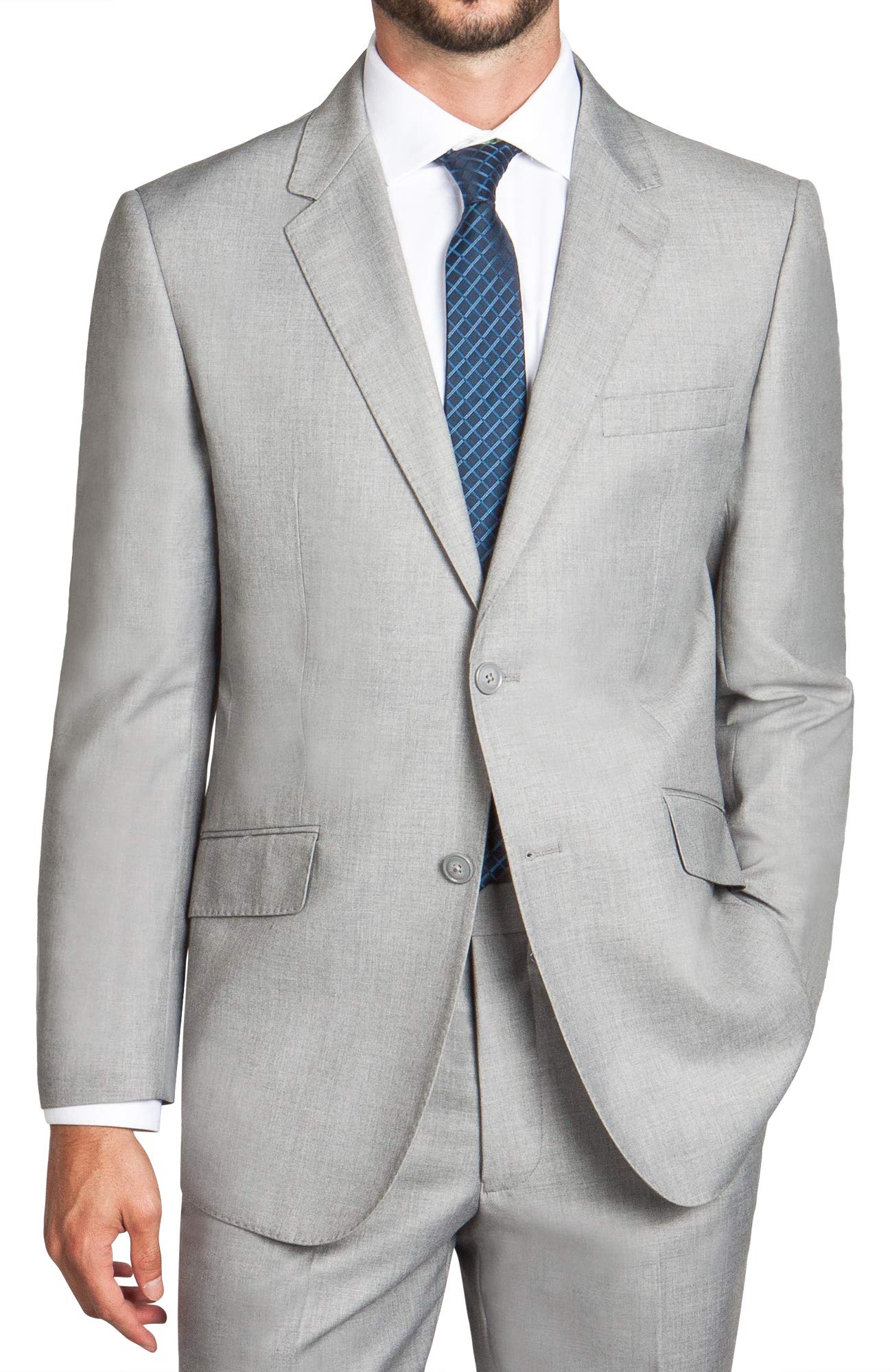 Modern Fit 2-Piece Italian Wool Suit for Men - Slim Fit Blazer & Dress Pants Set - Business Formal Attire for Weddings, Office & Special Occasions