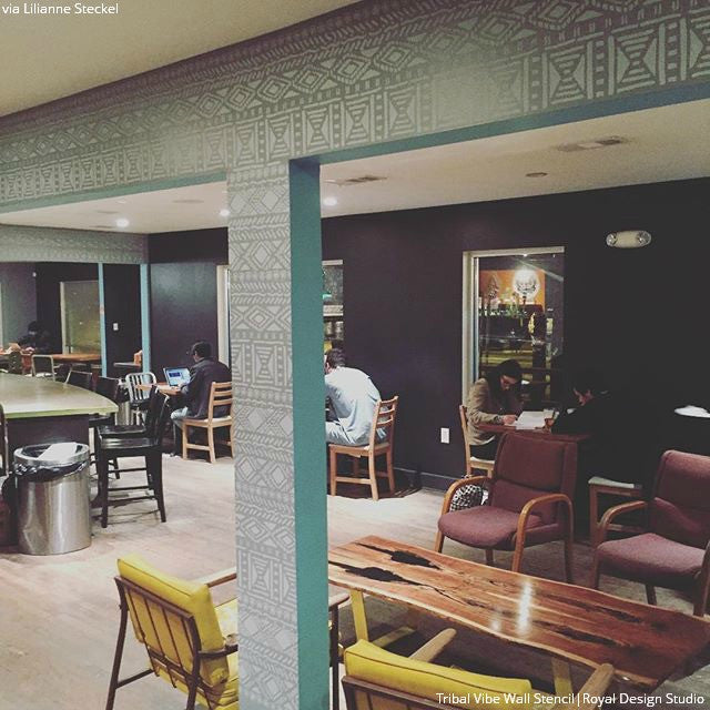 Tribal Vibe Allover Wall Stencil - DIY Home Decor Stencil for Bohemian, Ethnic, and Geometric Wall Painting - Perfect for Living Rooms, Bedrooms, and Accent Walls