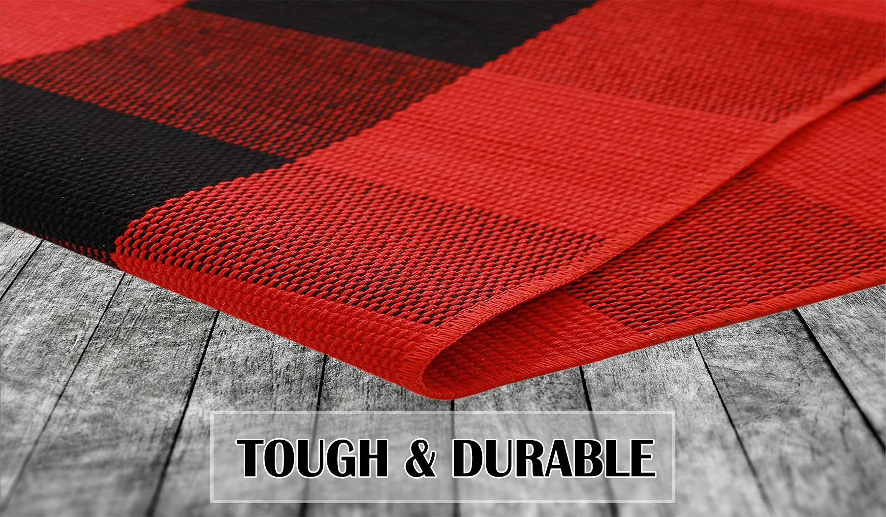 Buffalo Plaid Rug - Red and Black Checkered Farmhouse Rug 23.6