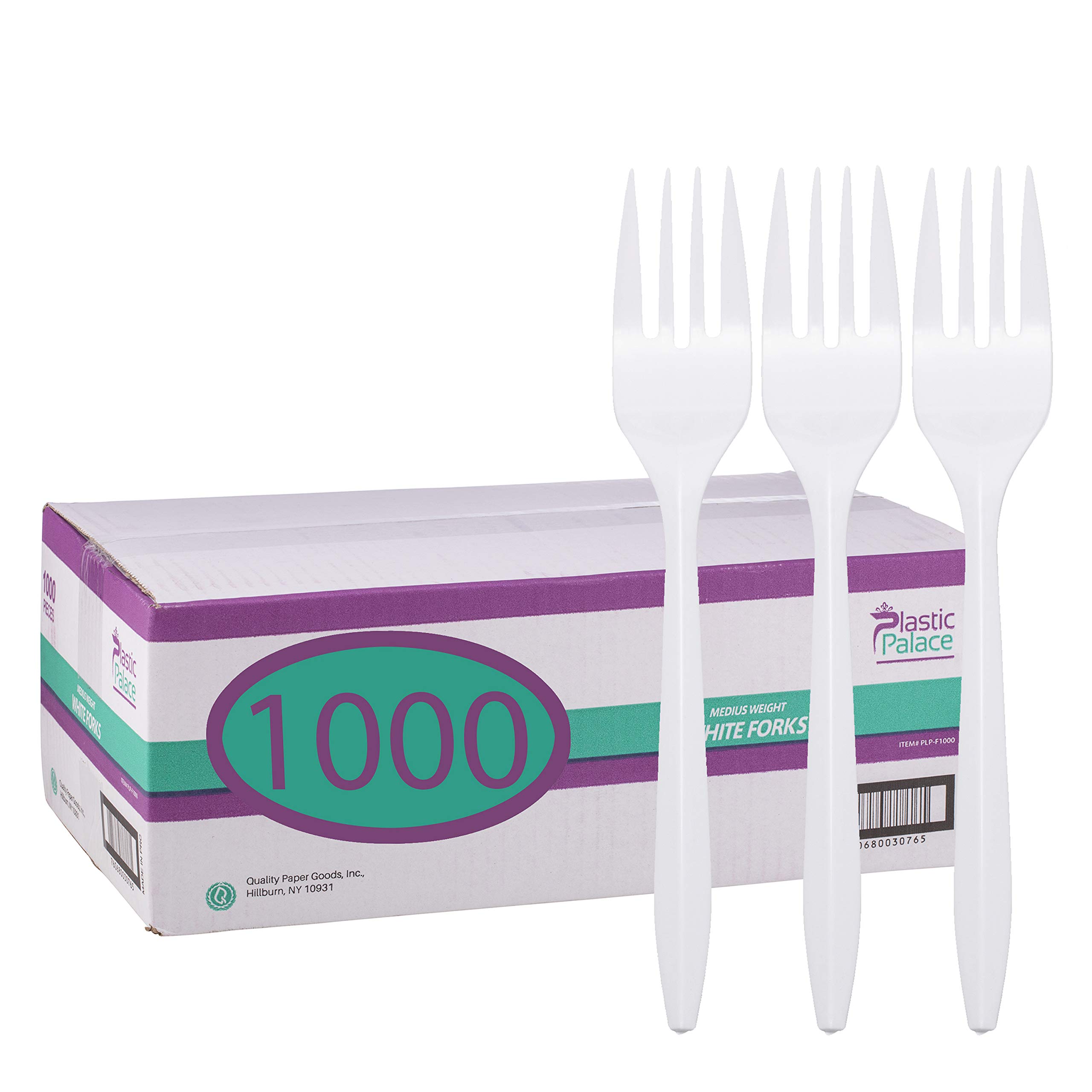 Bulk 1000 Count White Disposable Plastic Forks - Medium Weight Durable Cutlery for Parties, Picnics, BBQs & Catering Events