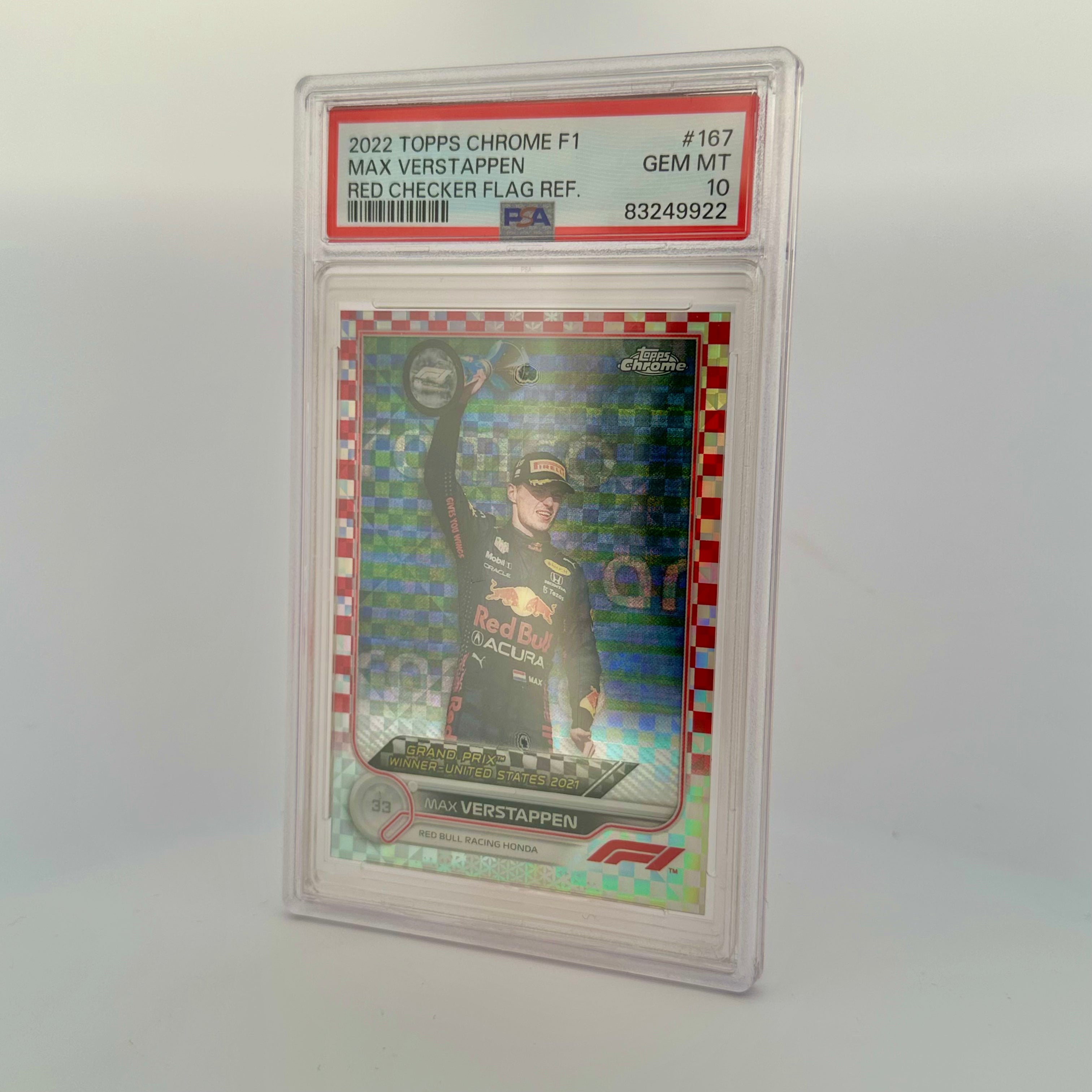 PSA 10 Max Verstappen #167 Red Checker Flag Refractor - 2021 Topps Chrome Formula 1 Racing Card - Perfect for Collectors & F1 Fans Display