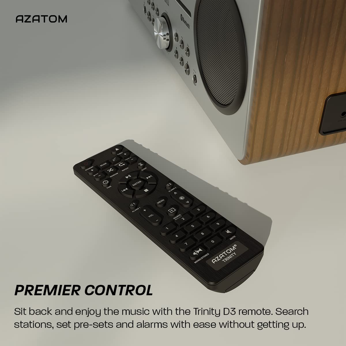 AZATOM Trinity Walnut DAB/DAB+ Digital FM Radio with CD Player & Bluetooth Speaker System | USB MP3 Playback, Charging Port, Alarm Clock, Equalizer & Remote | Hi-Fi Sound for Home, Office & Outdoor Use
