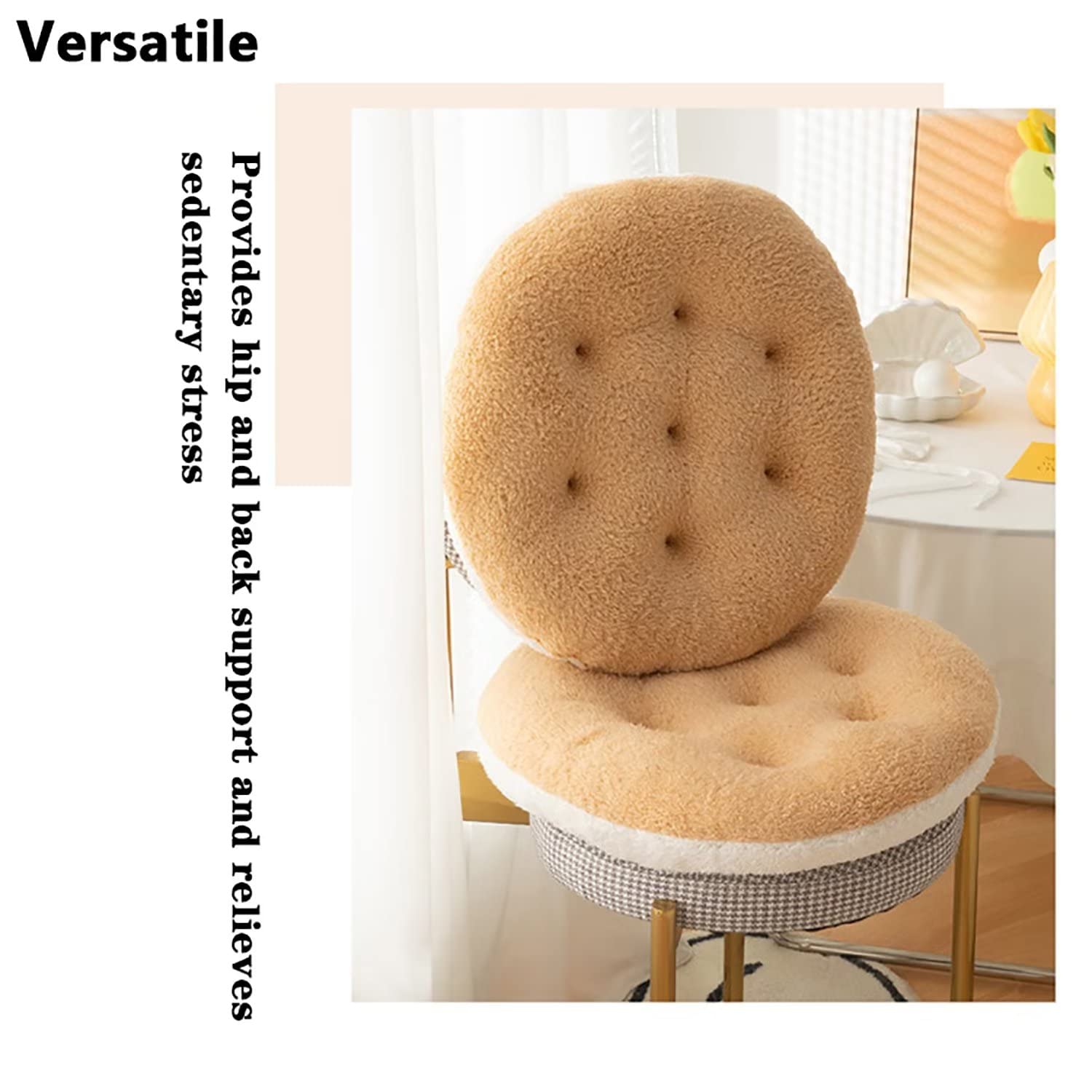 Thick Round Seat Cushion - Soft Fluffy Floor Pillow for Chair (16