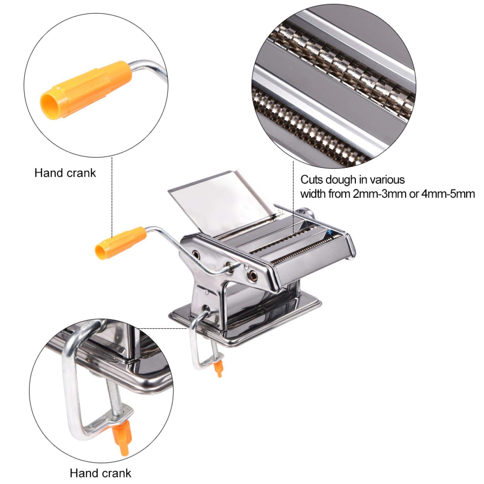 **Manual Pasta Maker Machine - Stainless Steel Pasta Cutter & Noodle Maker for Homemade Spaghetti, Fettuccine, Lasagna | Perfect for Home Kitchen & Restaurant Use**