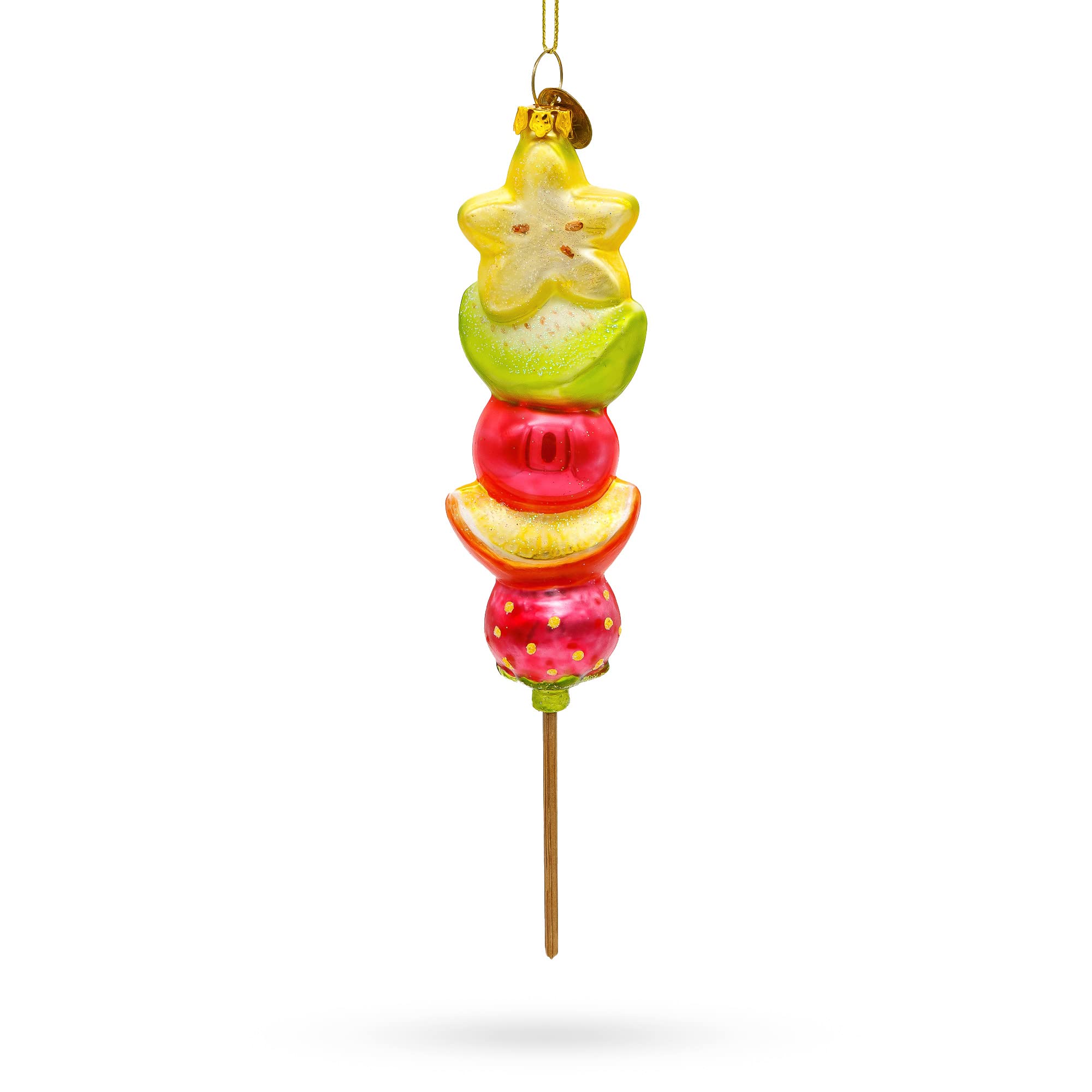 Handmade Blown Glass Christmas Ornament - Fruit Medley on a Stick Holiday Decoration for Tree, Gift, and Festive Home Decor