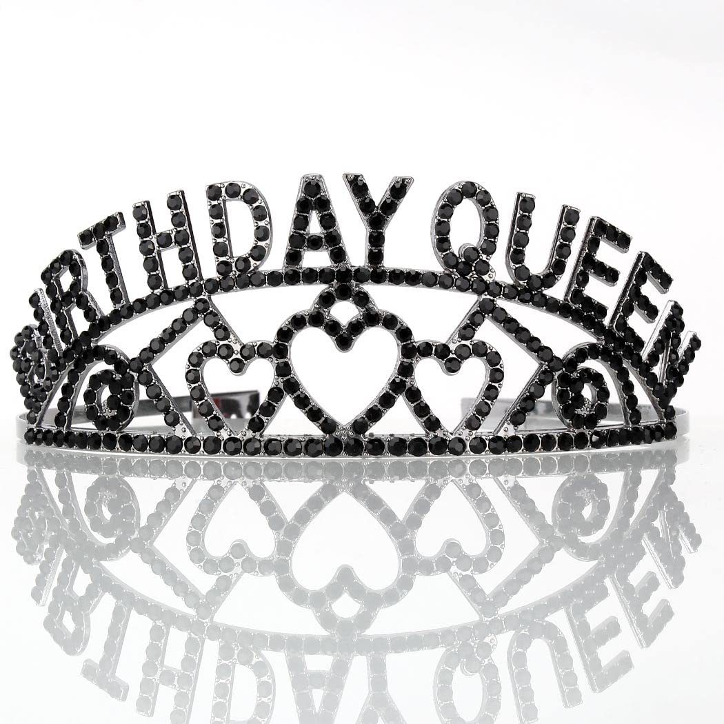 Elegant Black Birthday Tiara for Women - Rhinestone Crystal Crown Headband | Perfect for Birthday Parties, Bachelorette, Bridal Showers & Special Occasions
