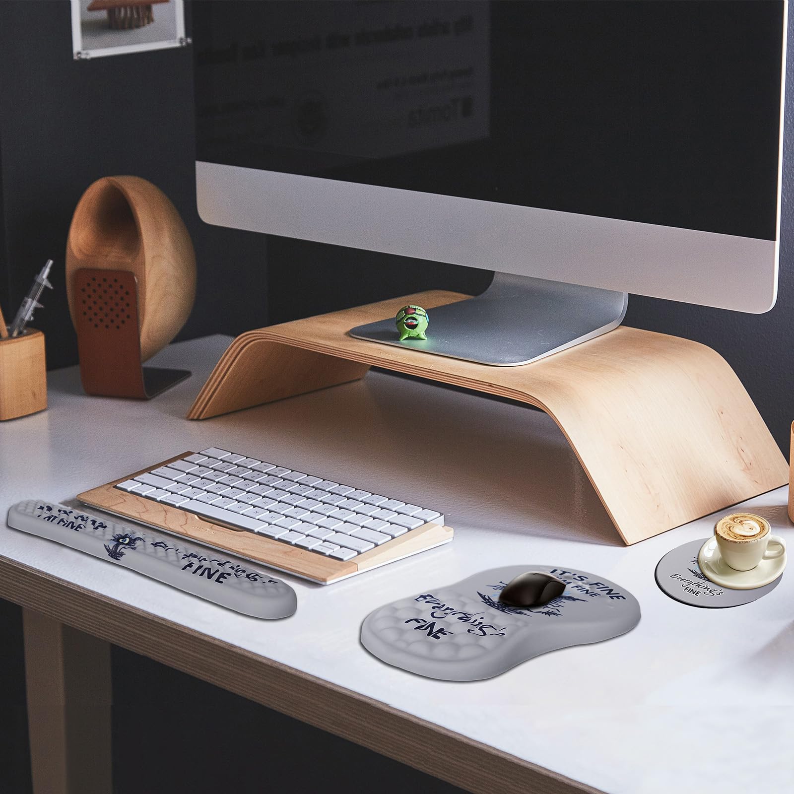 Ergonomic Mouse Pad with Wrist Rest - Pain Relief Computer Mouse Pad & Keyboard Wrist Support, Non-Slip Gel Mouse Pad for Office, Desk & Laptop Use - Black Cat Design (Perfect for Long Work Hours & Gaming Sessions)