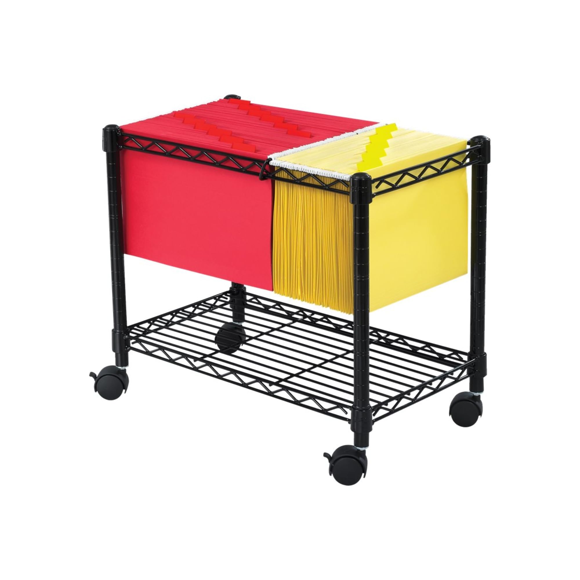 Safco Black Steel Rolling File Cart - Mobile Storage for Letter & Legal Size Hanging Folders - Office Organization & Document Management Solution
