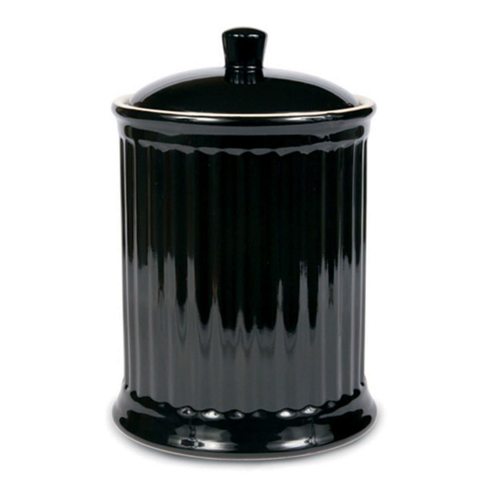 **Omniware Simsbury XL 120oz Stoneware Canister with Lid - Large Airtight Kitchen Storage Jar for Coffee, Sugar, Flour & Baking Essentials - Rustic Ceramic Container for Pantry, Countertop & Coffee Bar (Black)**