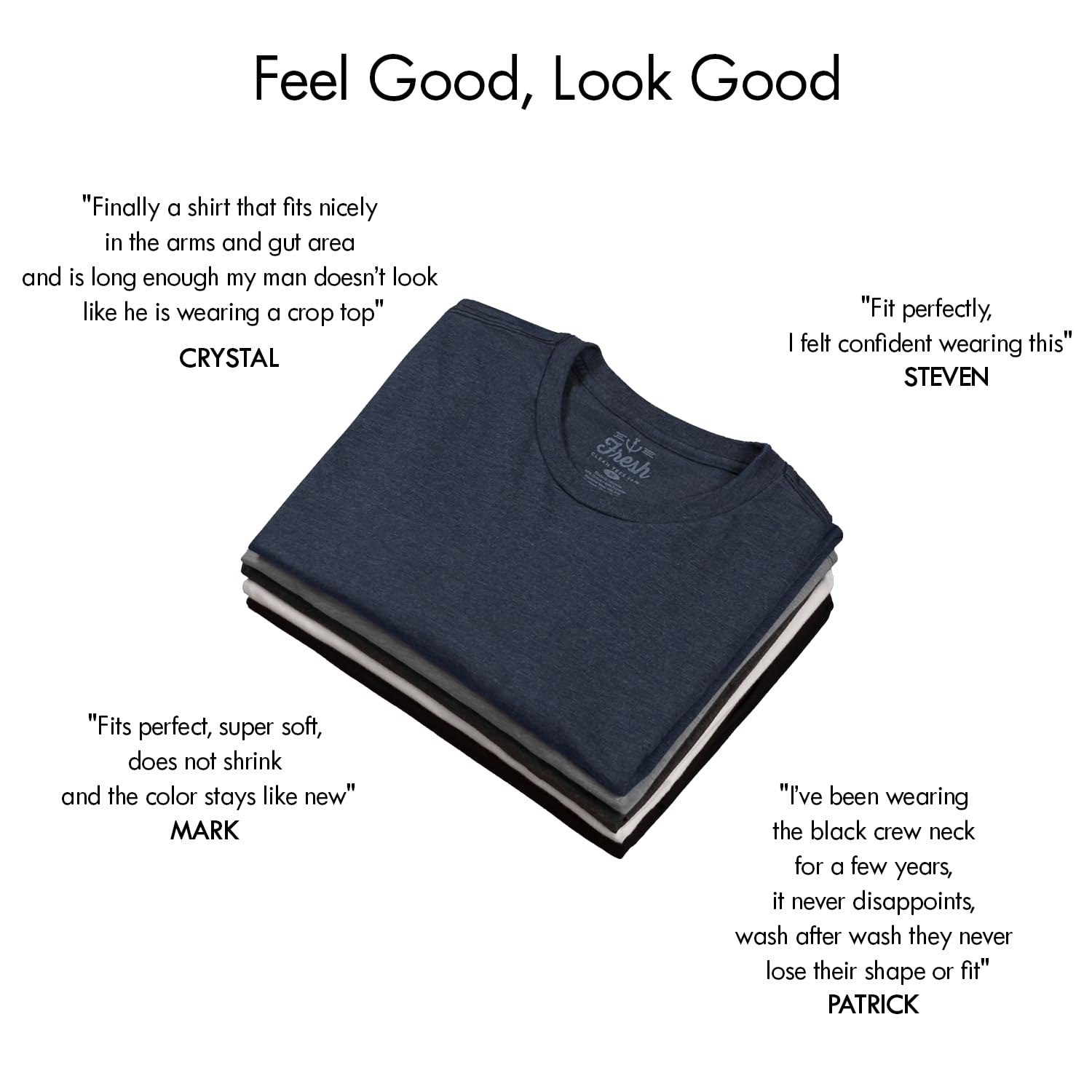 Premium Men's Crew Neck T-Shirt Pack - Soft Pre-Shrunk Cotton Blend Fitted Tees for Everyday Wear | Office, Gym & Casual Outfits