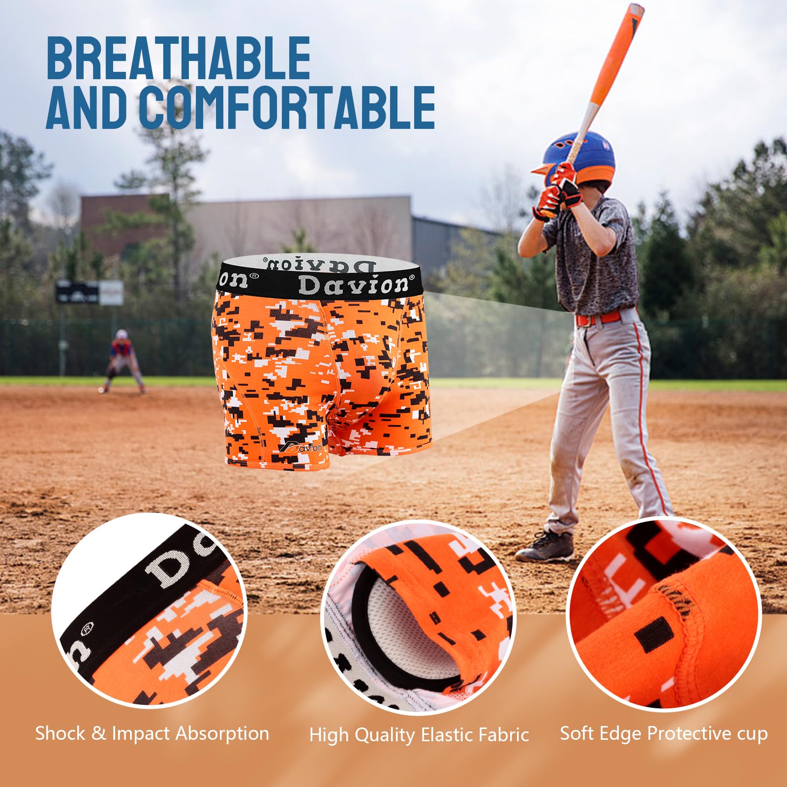 **Davion Youth Boys Baseball Cup Underwear - Soft Protective Athletic Compression Shorts for Baseball, Football, Lacrosse - Ideal for Sports Practice & Games**